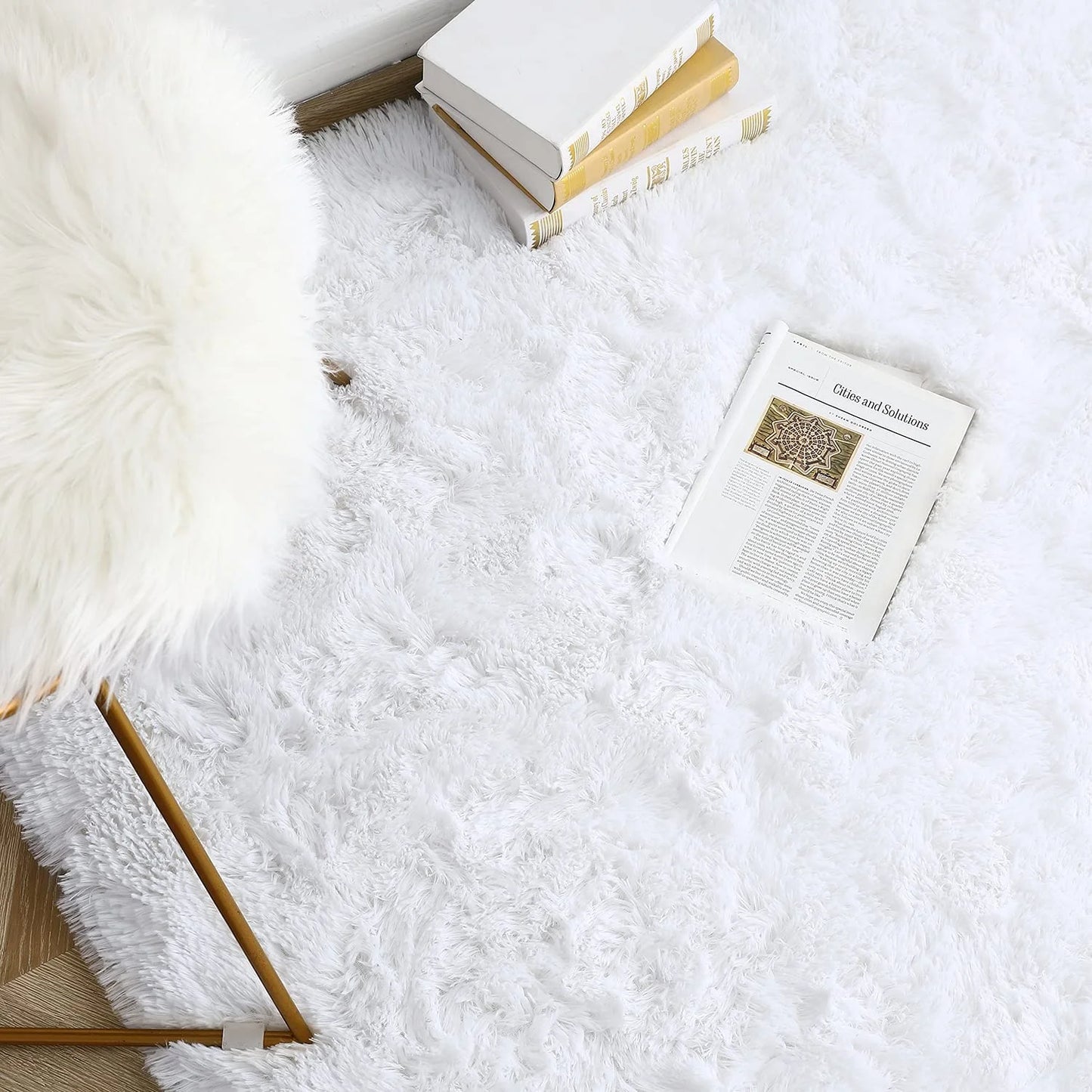 Luxury Fluffy Rugs Ultra Soft Shag Rug for Bedroom Living Room Kids Room,6'X9',White