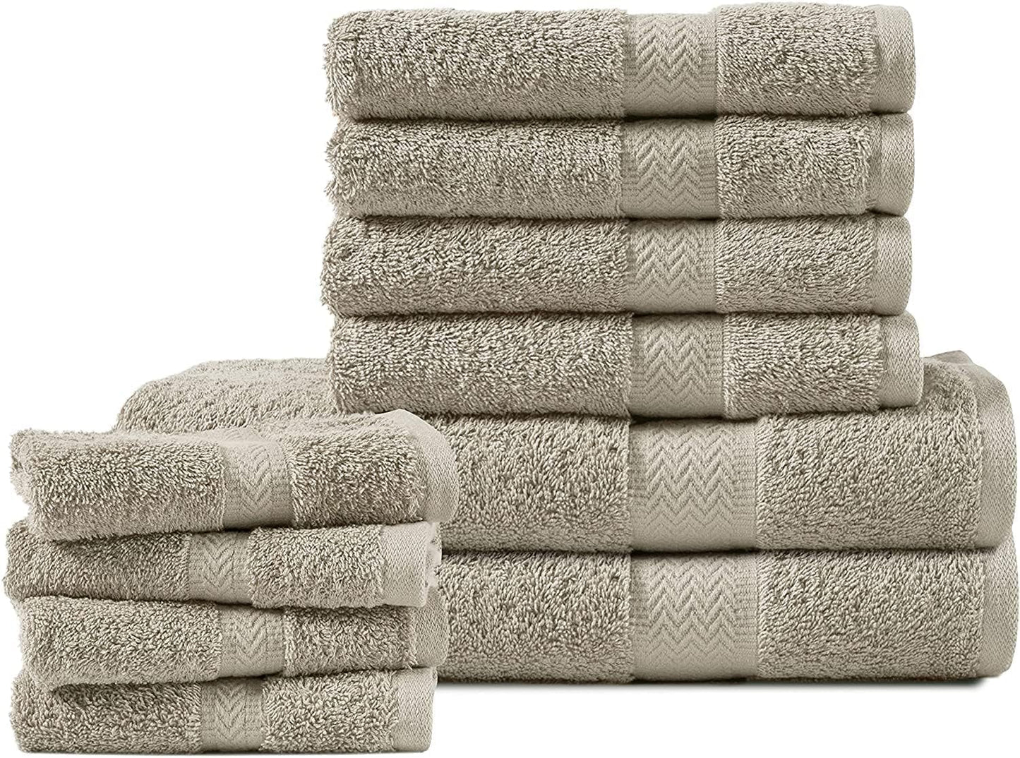 Platinum Luxury Bath Towel Set - 100% Cotton, Quick Dry, 2 Large, 4 Soft Hand, 4 Wash Towels for Body and Face