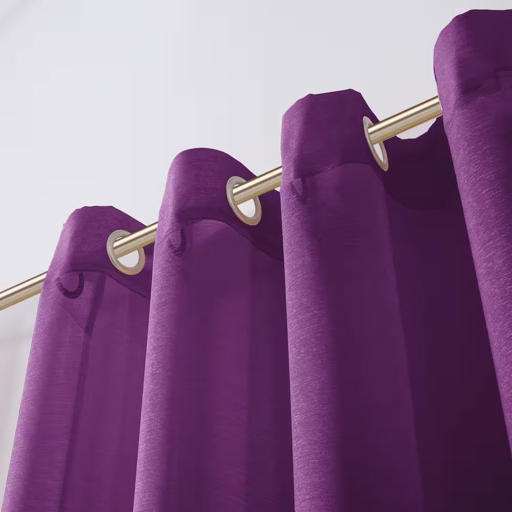 Purple Solid Grommet Sheer Curtain - 55 In. W X 84 In. L (Set of 2)