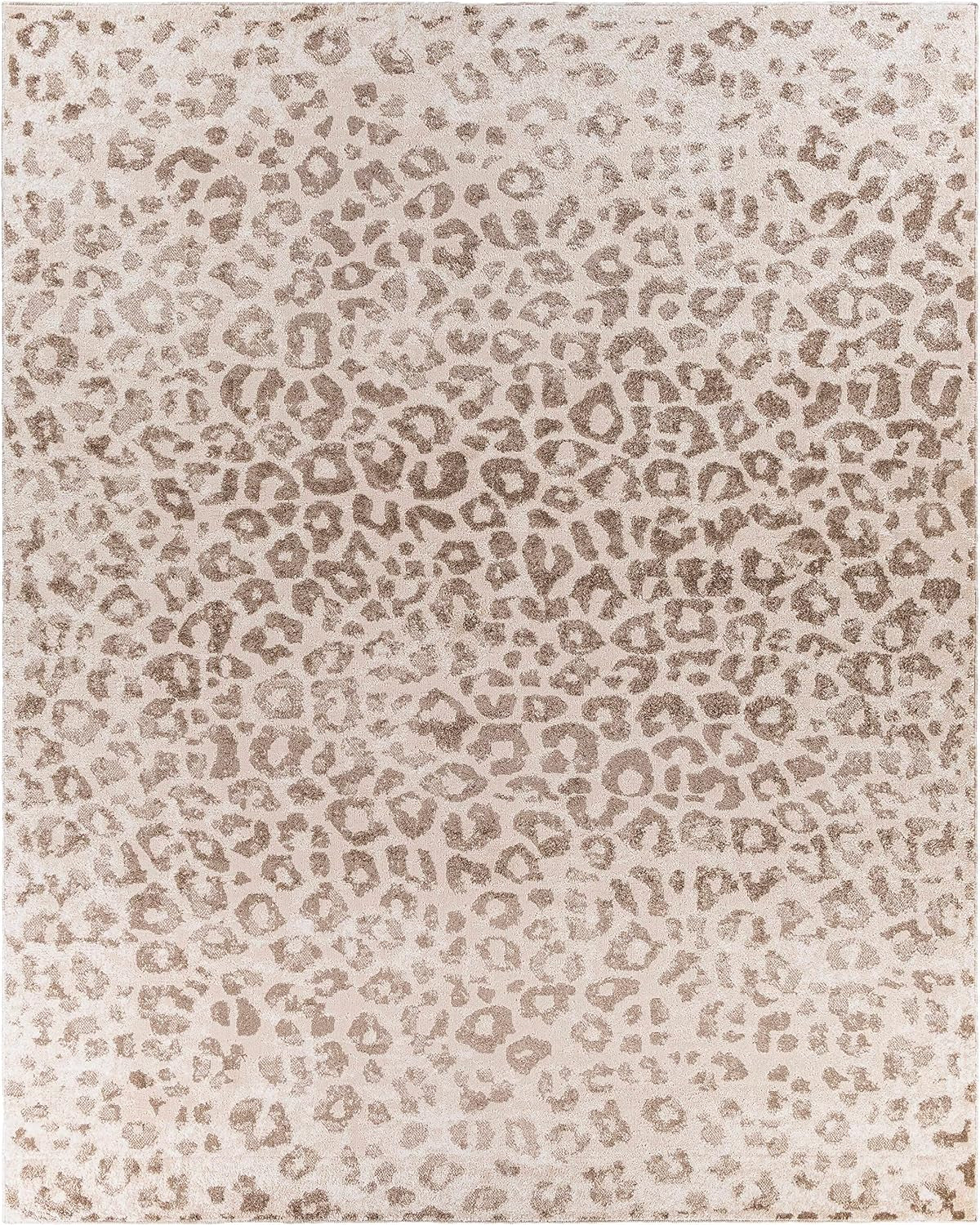 Bonhill Modern Animal Print Area Rug for Living Room, Bedroom, Dining Room - Bohemain Leopard Print Carpet - Tan, Terracota, Brown, Beige, Ivory - 8'10" X 12'