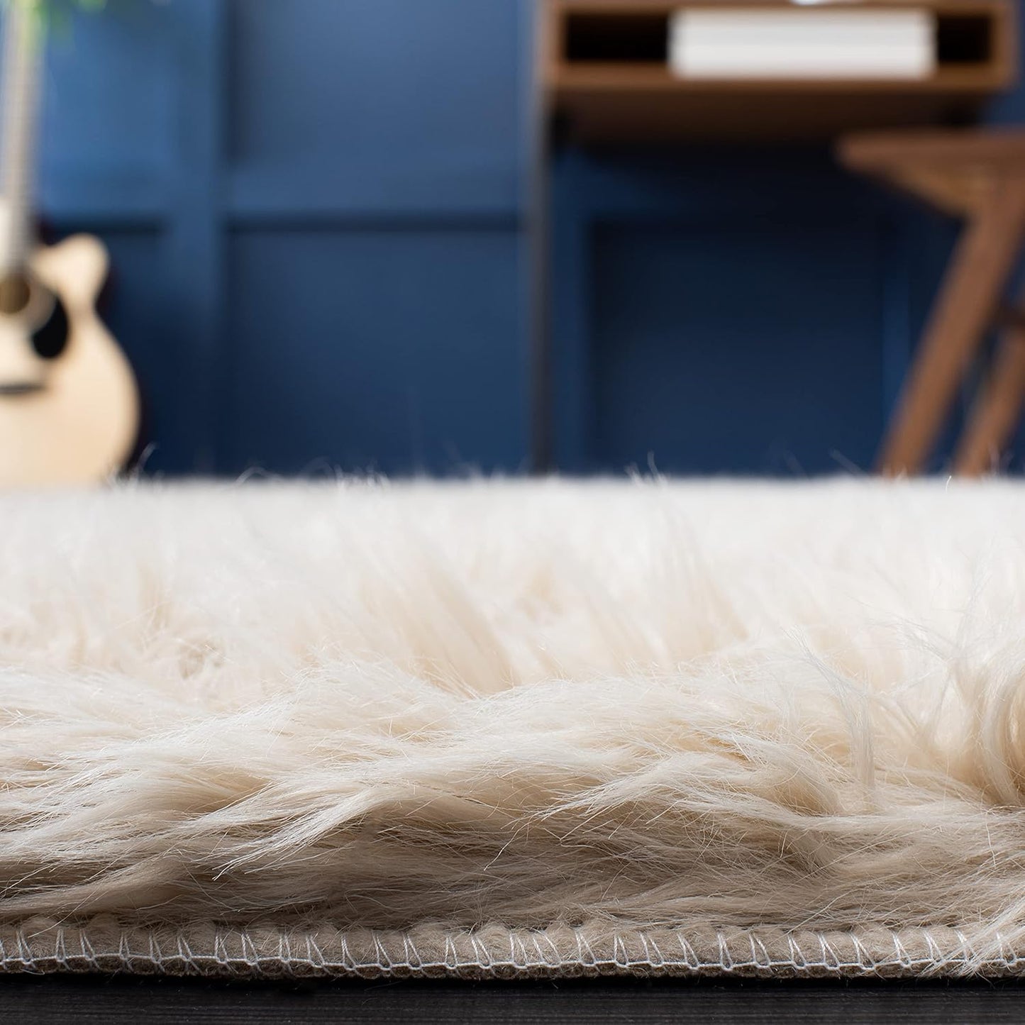 Faux Sheep Skin Collection 2' X 3' Beige FSS235K Silken Glam 2.35-Inch Thick Accent Rug