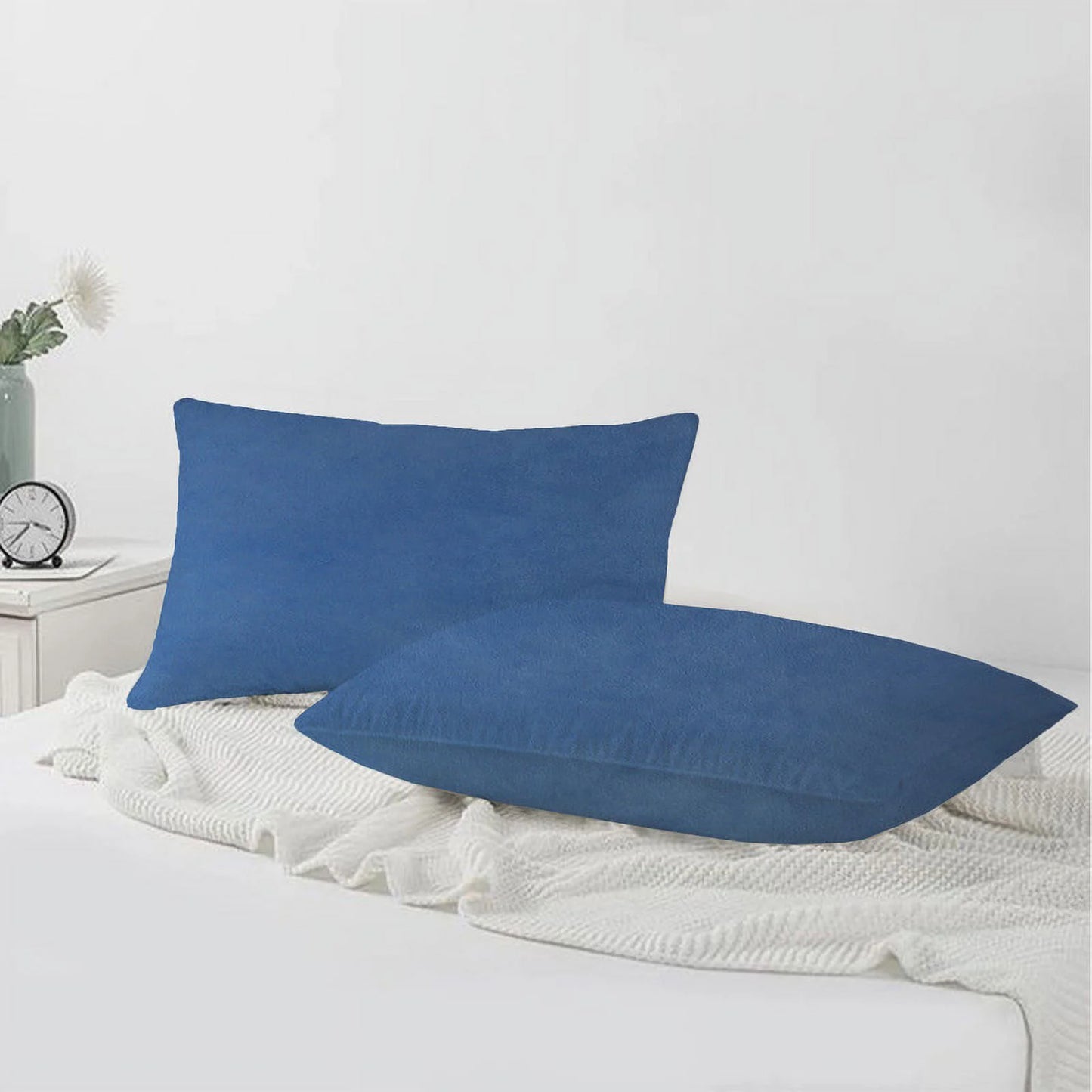 A1HC Decorative Velvet Throw Pillow Covers 12X20 Inches (Pack of 2, Prussian Blue) Fine Soft Solid Cushion Covers for Indoor, Couch, Sofa, Chairs, Bed Etc.