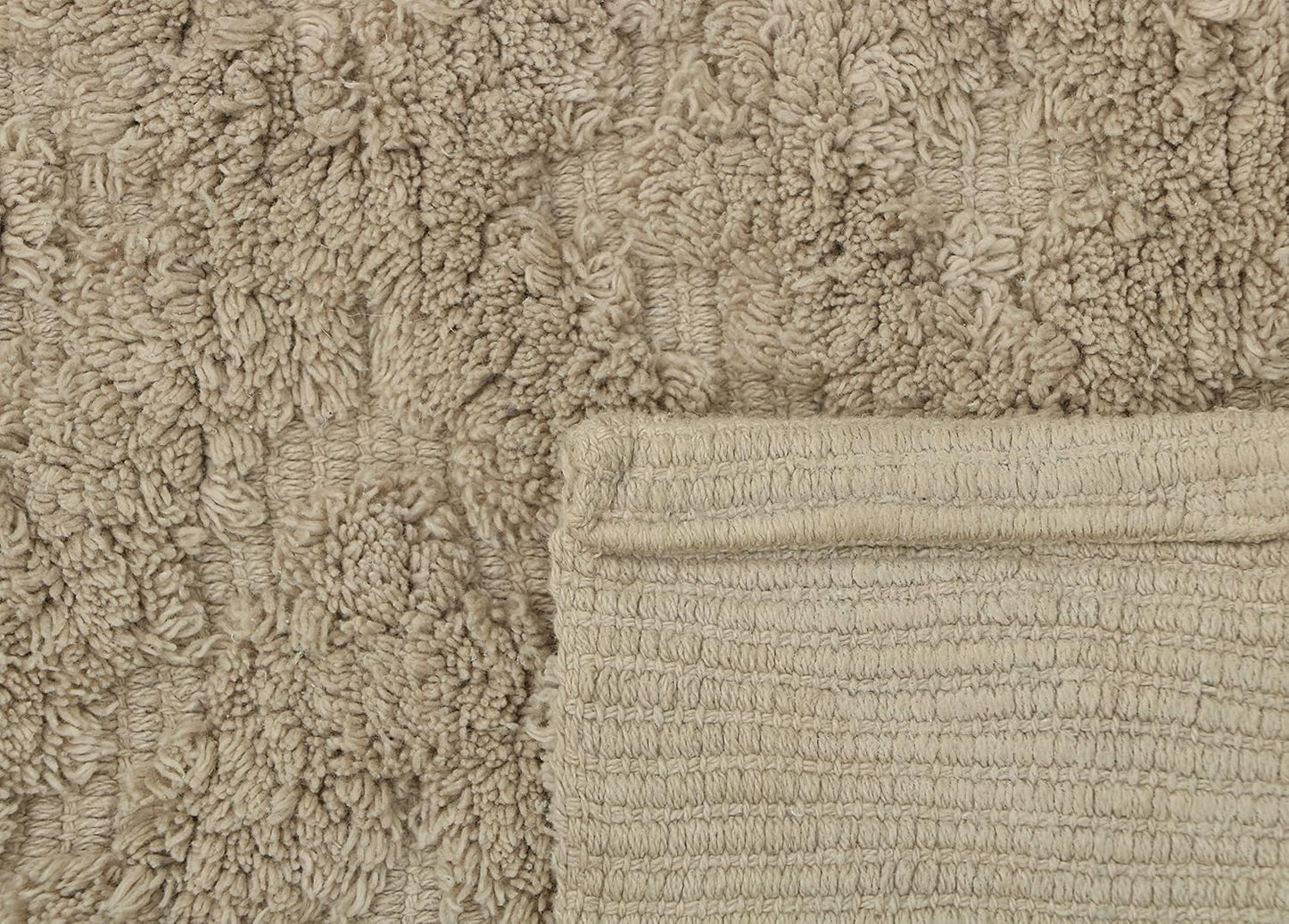 Luxury Cotton Tufted Bath Rug Floor Mat for Spa Vanity Shower Soft Machine Washable Bath Rug for Bathroom/Kitchen Water Absorbent Bedroom Area Rug (Taupe, 21" X 34")