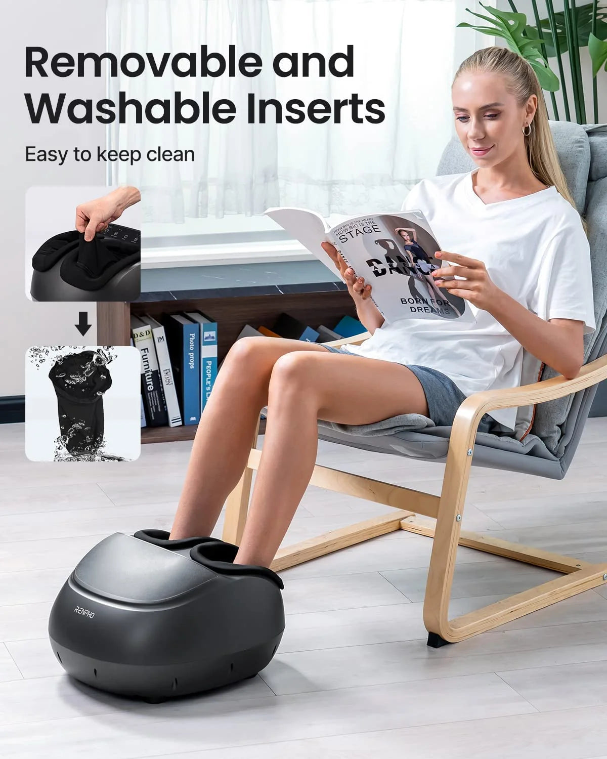 Foot Massager Machine with Heat, Shiatsu Deep Kneading, Fit’S Feet up to Men Size 12 Remote Control