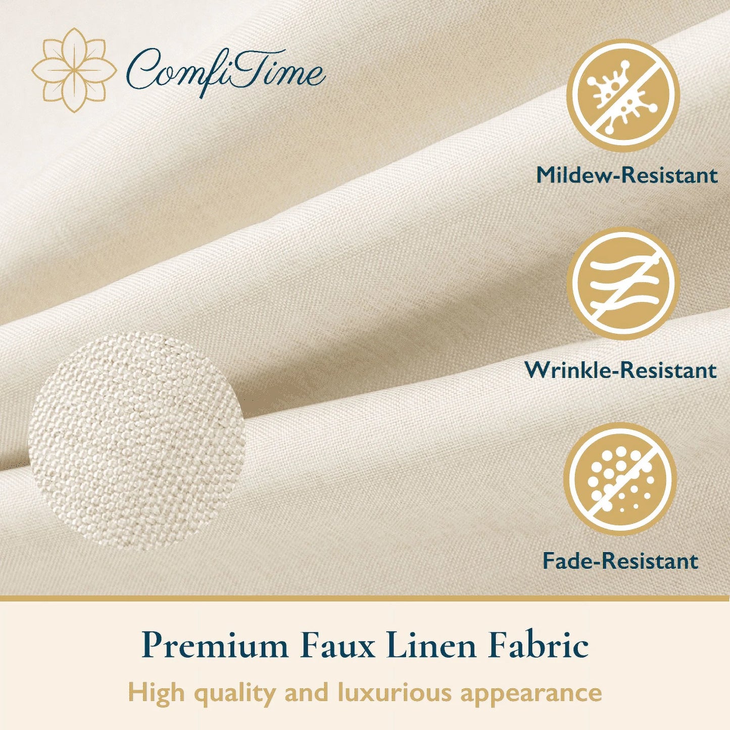 Fabric Shower Curtain with Hooks – 210 GSM Heavy-Duty Faux Linen Hotel Luxury Cloth Bathroom Curtain, Weighted Hem, Water-Repellent, Mold-Resistant, Machine-Washable, 72 X 78 In, Beige