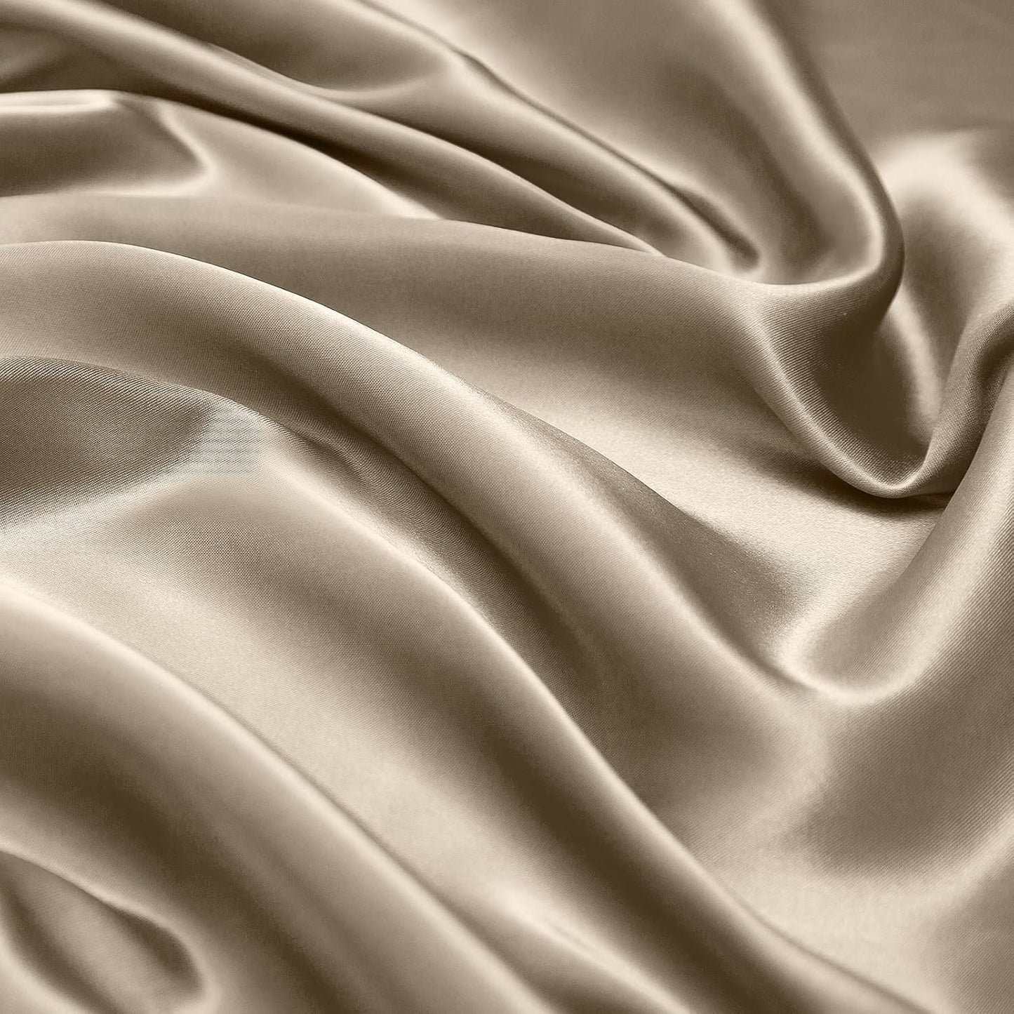 Satin Sheets Queen Size Silky Soft Satin Bed Sheets Taupe Satin Sheet Set, 1 Deep Pocket Fitted Sheet + 1 Flat Sheet + 2 Pillowcases