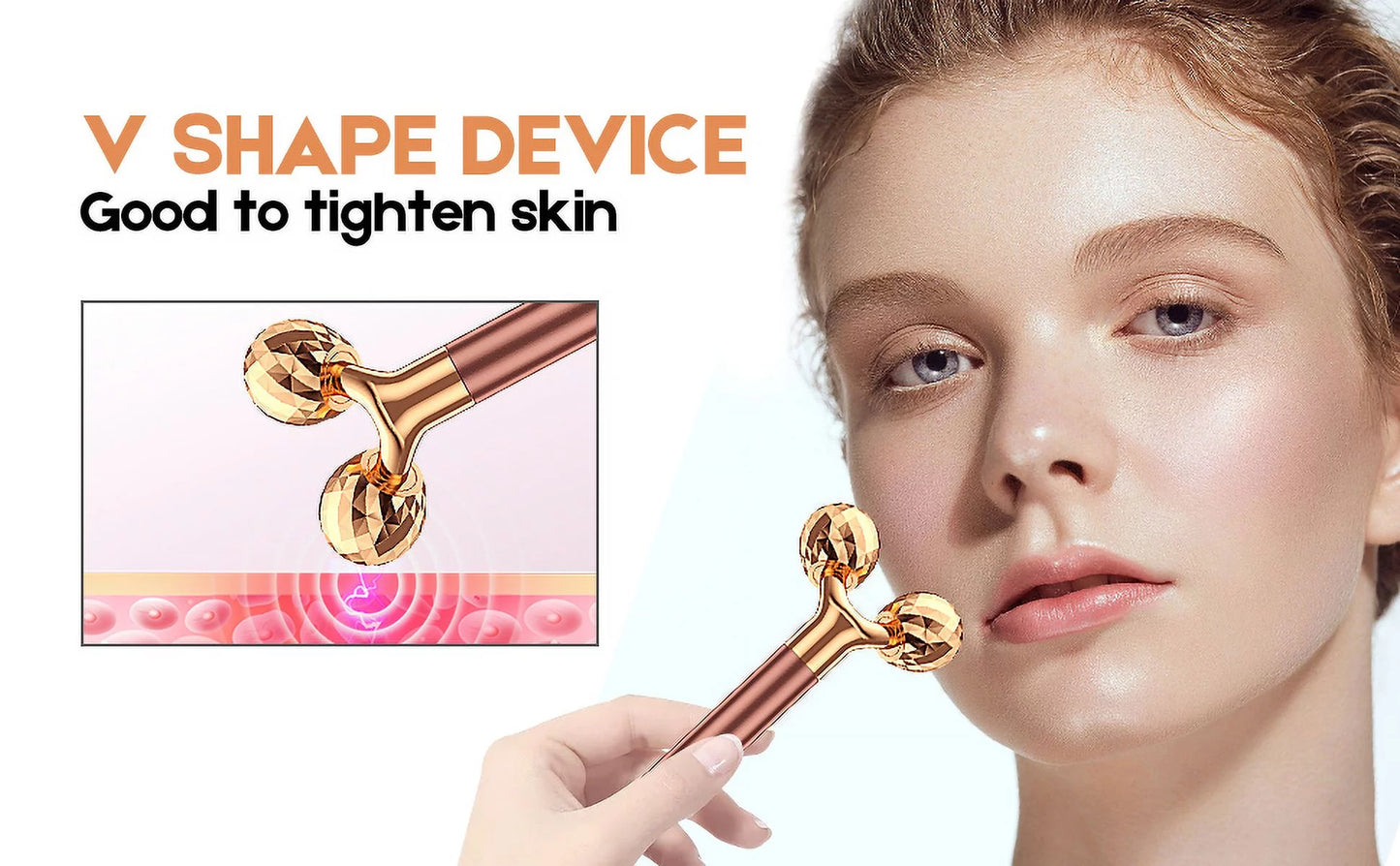5-In-1 24K Gold Beauty Bar Face Massager Electric Vibrating Rose Quartz 3D Roller Face Lifting Body Facial Gua Sha Jade Roller