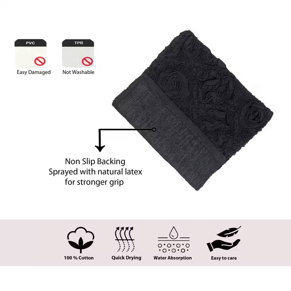 Modesto Bath Rug 100% Cotton Bath Rugs Set, 3-Pcs Set with Contour, Gray