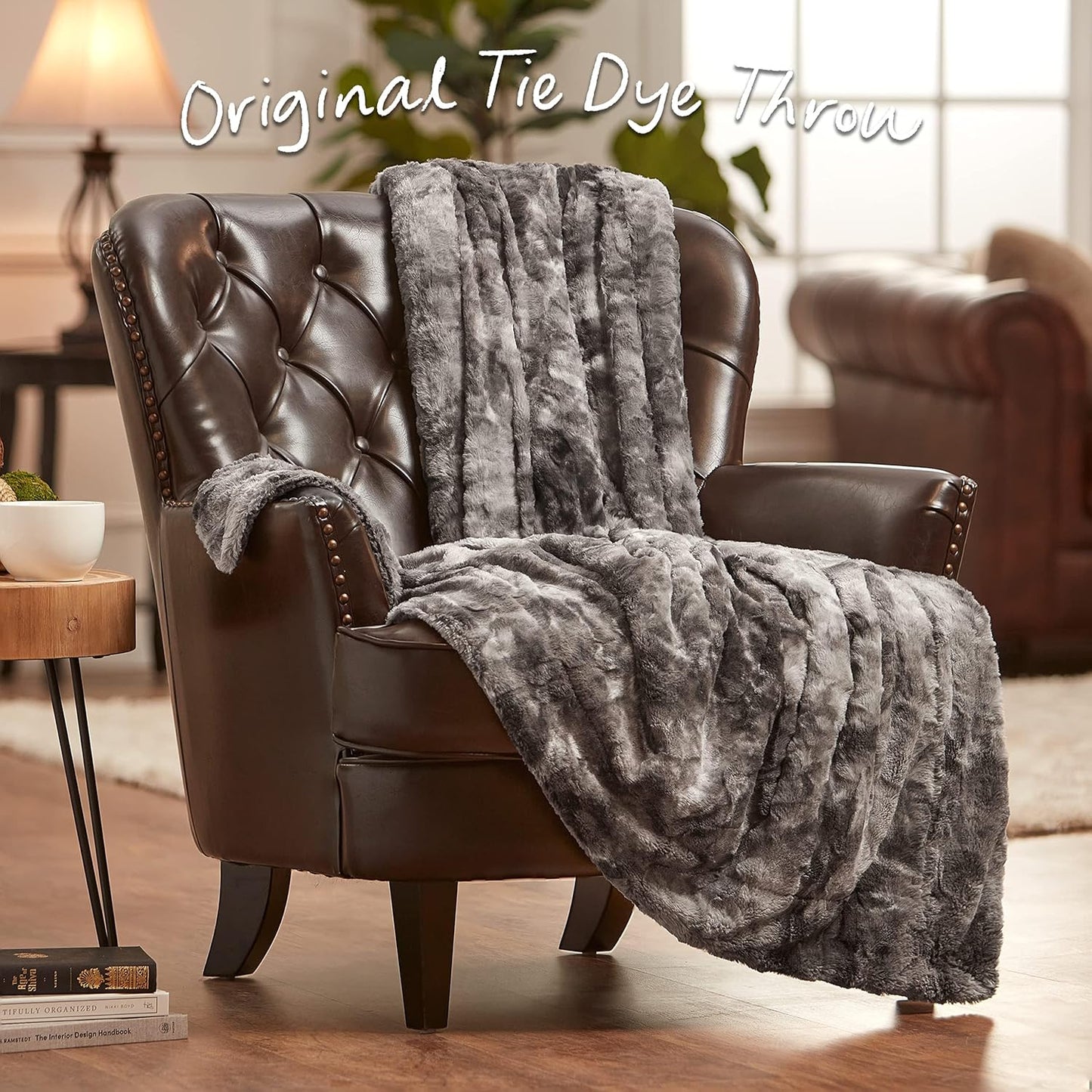 Faux Fur Bed Throw Blanket - Super Soft Fuzzy Cozy Warm Fluffy Beautiful Color Variation Print Plush Sherpa Microfiber Gray Blanket (86"X108") KING