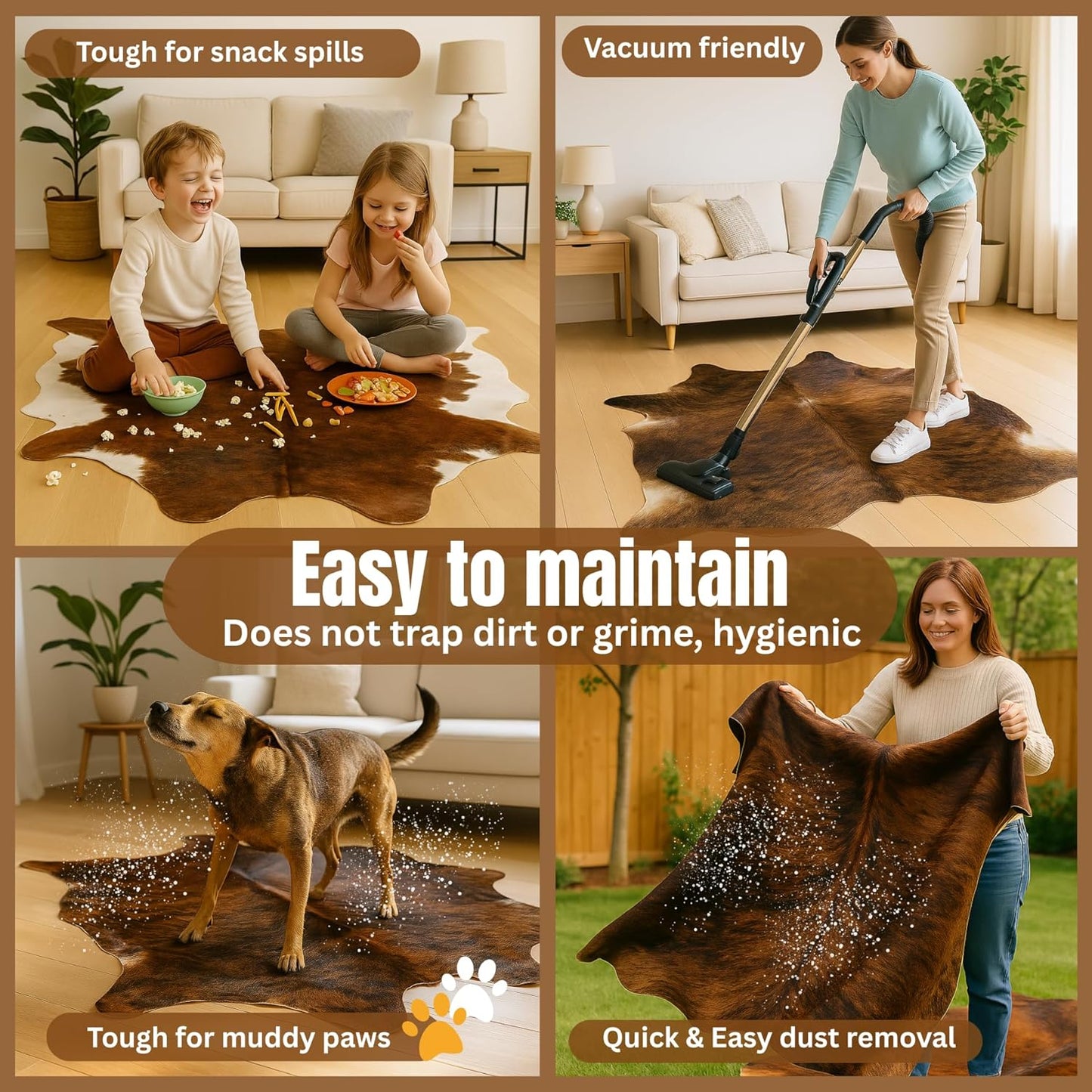 Genuine Cowhide Rug: Real Animal Print Rug for Western Home Decor & Rustic Cow Rugs for Living Room - Hand-Picked Western Rugs, 6X7Ft - Unique Country Style Hide Decor - Dark Brindle