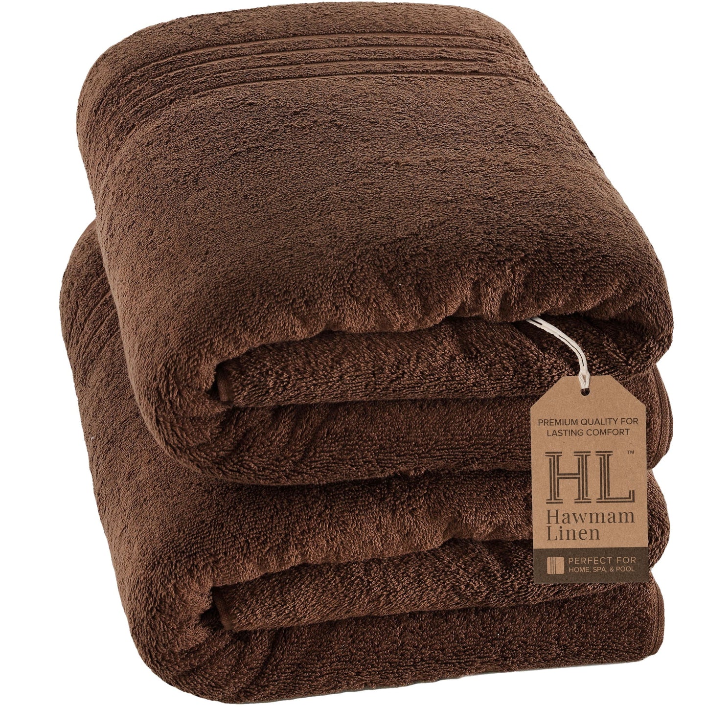 Jumbo Large Bath Sheets Towels 2 Pack Soft and Absorbent, 100% Cotton Towels (Brown, Bath Sheet)
