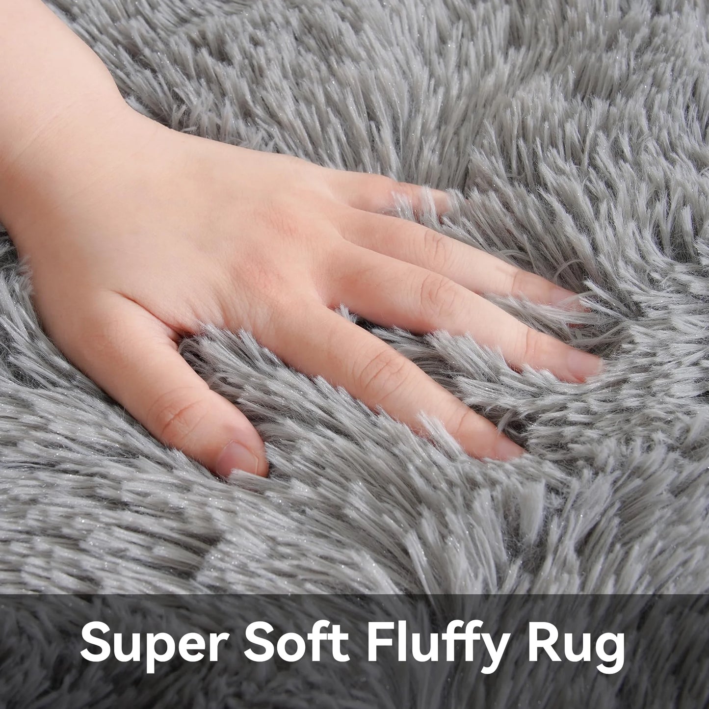 Fluffy Rugs, 8Ft X 10Ft Shaggy Rugs for Living Room Bedroom, Area Rug for Indoor Home Floor Carpet Mat Silver Gray