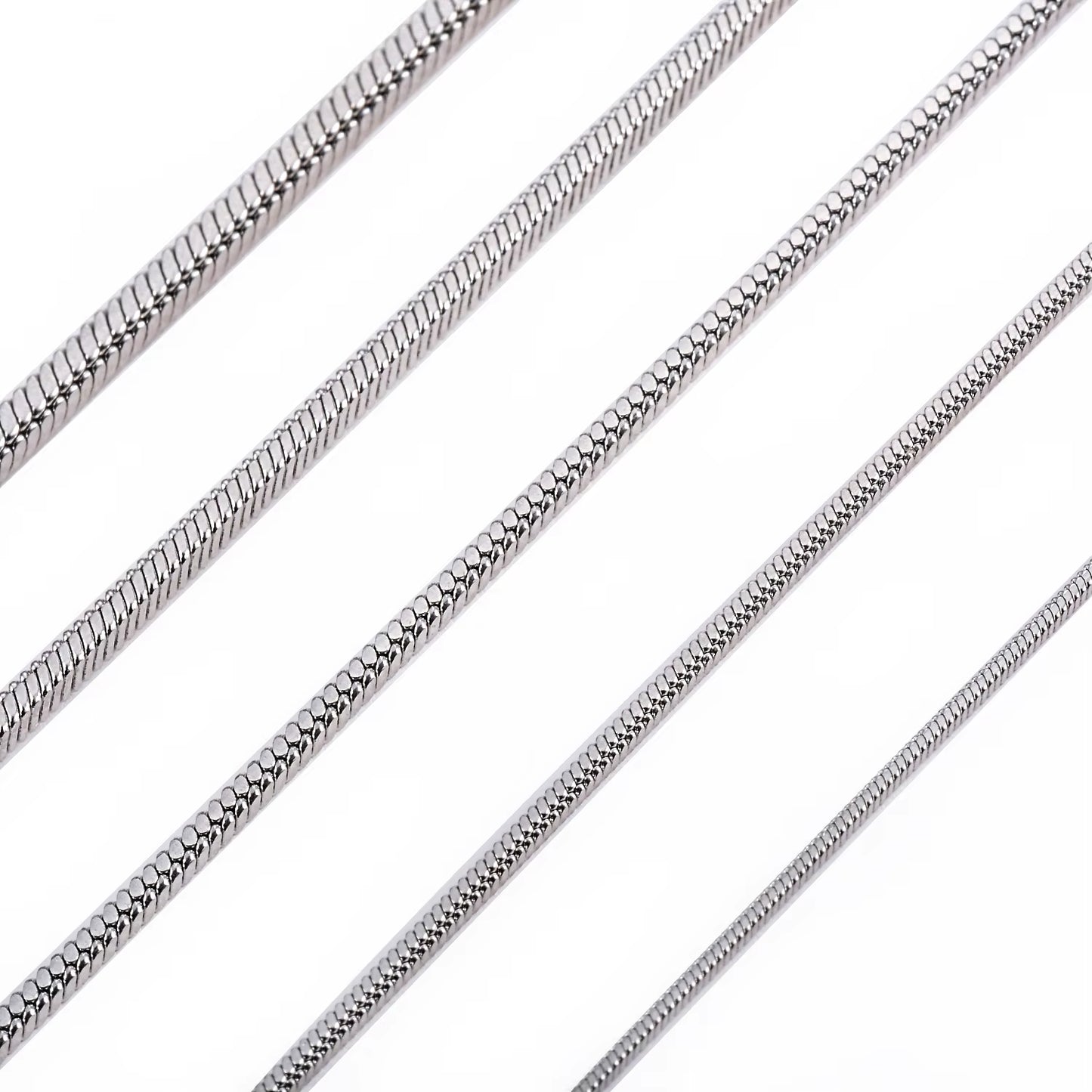 0.9/1.2/1.5/2/2.4Mm Stainless Steel Square Snake Chain Necklace Silver Color for Men Women'S Fashion Jewelry