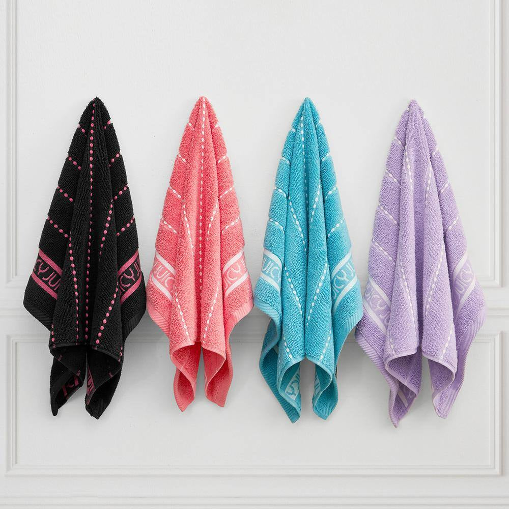 Luxurious Plush 6-Piece Pink Coral Striped 100% Cotton Bath Towel Set