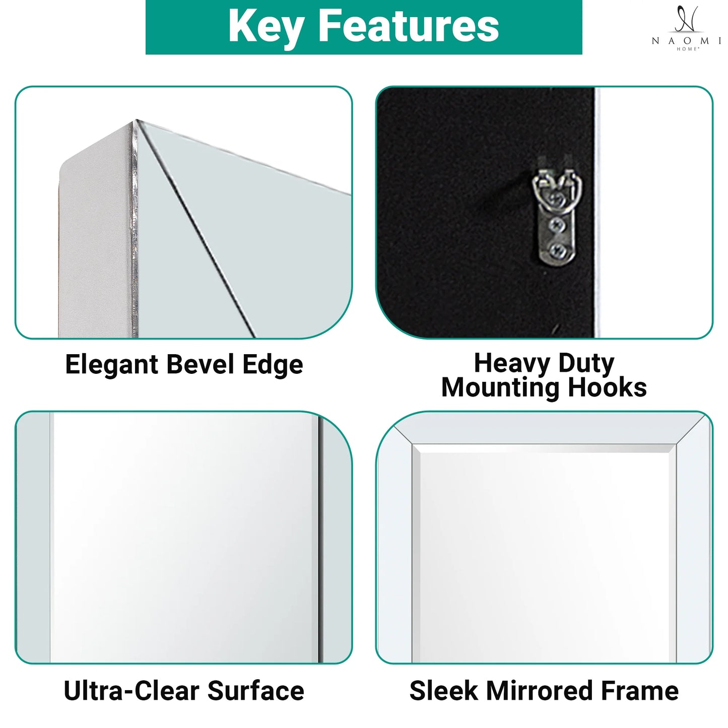 Mirrored Bevel Floor Mirror 70" X 30" by