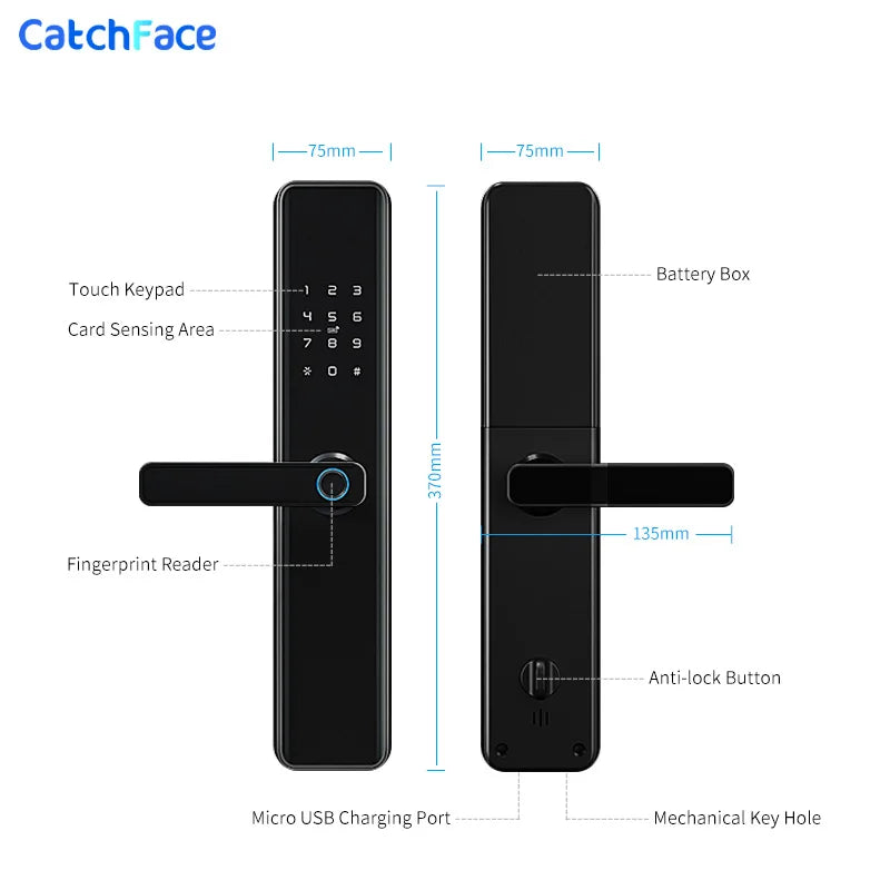 TUYA Zigbee Inteligente Electronic Smart Digital Biometric Fingerprint Door Lock Wireless Keyless for Home