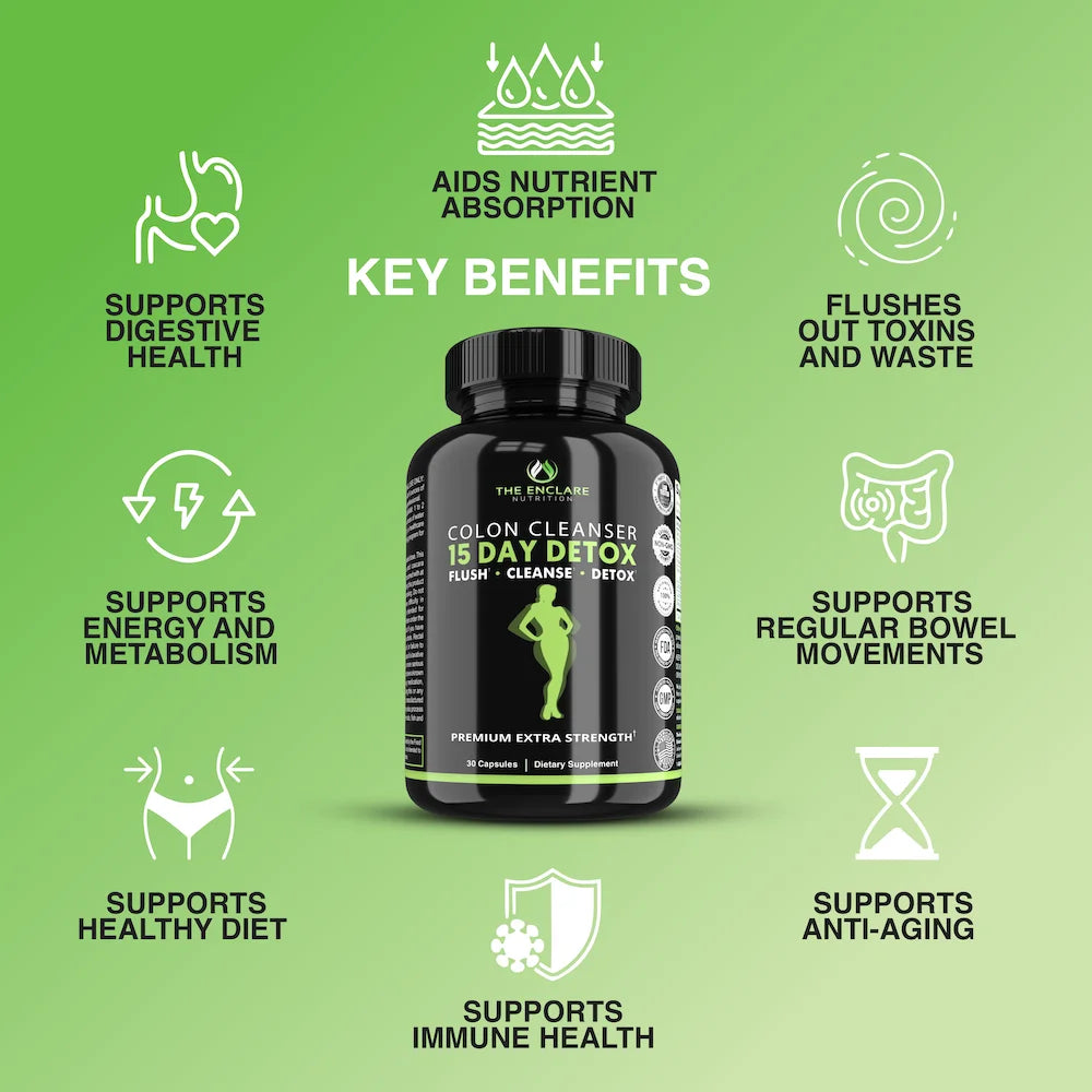 15-Day Colon Cleanse Detox for Weight Loss, Metabolism Booster Gut Health 30Ct