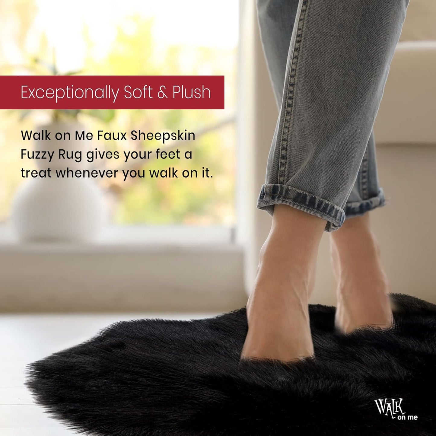 Silky Soft Faux Fur Rug, 5 Ft. X 7 Ft. Black Fluffy Rug, Made in France, Sheepskin Area Rug, Shaggy Rug for Living Room, Bedroom, Kid'S Room, or Nursery, Home Décor Accent with with Non-Slip Backing