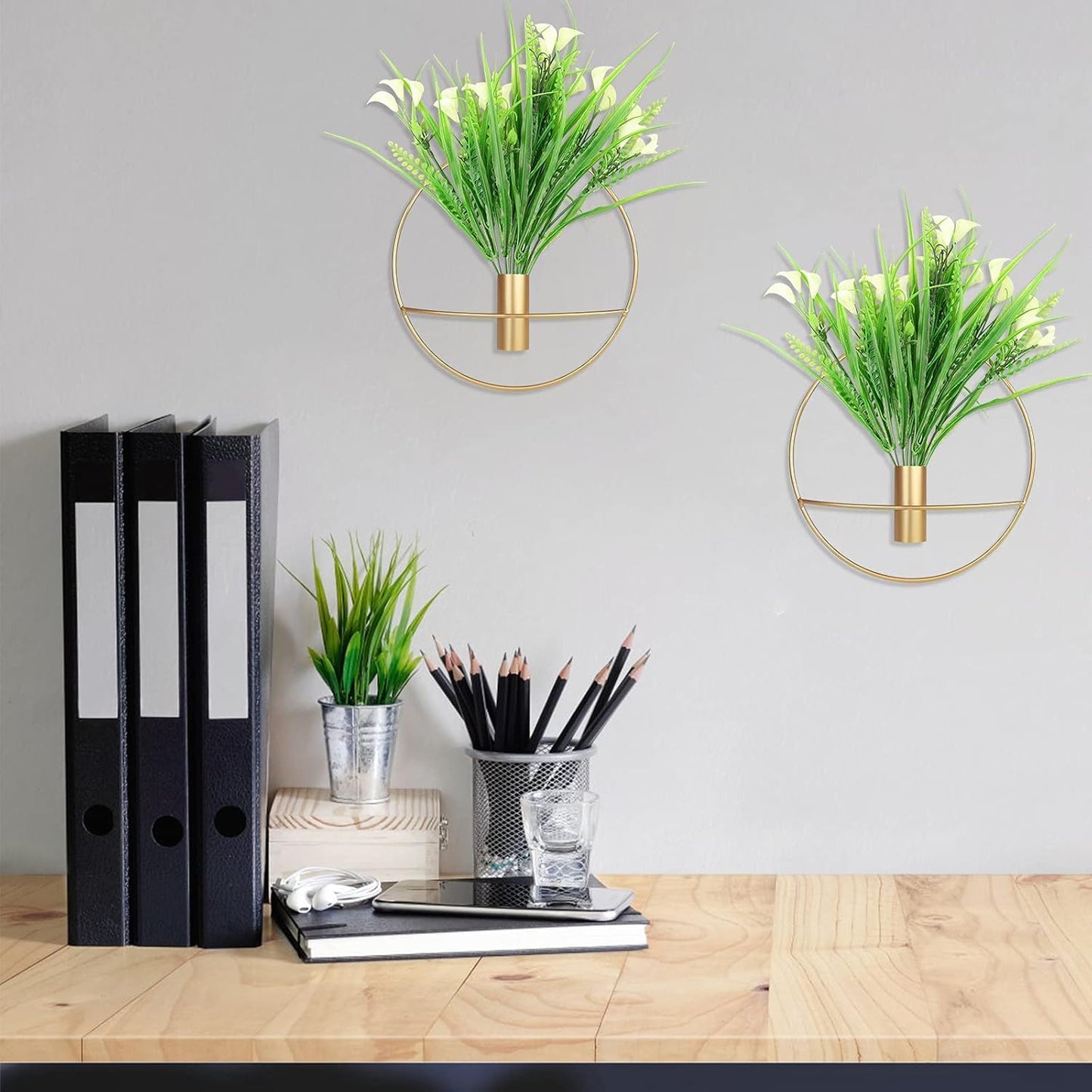 2Park Gold Wall Decor,Plant Wall Decor Decoration Holder Used to Display Dried Flowers,Fake Flowers,Gold Wall Decor Can Be Used for Family Gatherings,Gifts and Party Activities.
