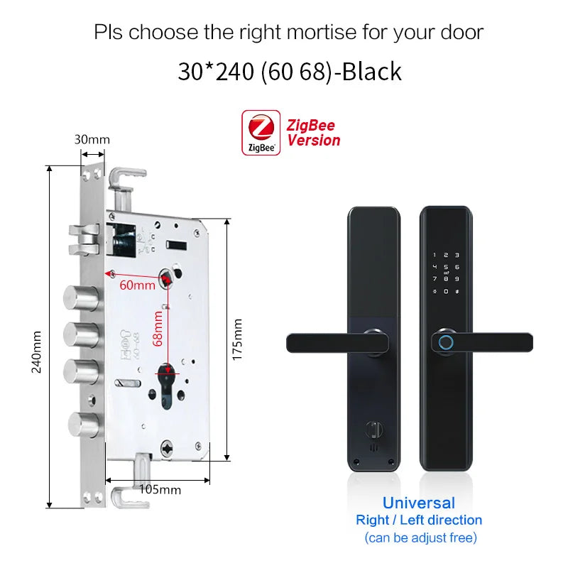 TUYA Zigbee Inteligente Electronic Smart Digital Biometric Fingerprint Door Lock Wireless Keyless for Home