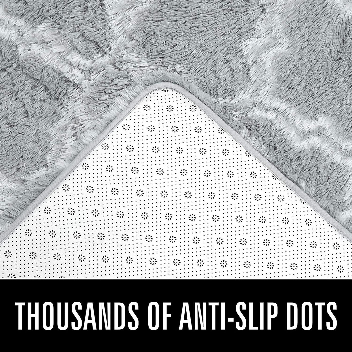 Shag Geometric Area Rug Plush Fluffy Rugs Soft Moroccan Carpets for Bedroom Living Room Home Decor Mat,6'X9',Light Grey/White