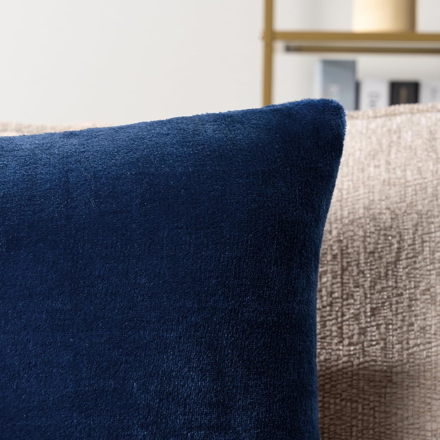 Navy Blue Throw Pillow Covers 18X18 Set of 2, Decorative Pillow Cases for Bed Sofa Couch, Boho Aesthetic Accent Decor Cushion for Bedroom Living Room, Velvet Square Euro Sham Covers, Dark Blue