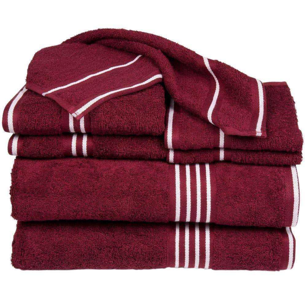 Rio 8-Piece Red Solid Cotton Bath Towel Set