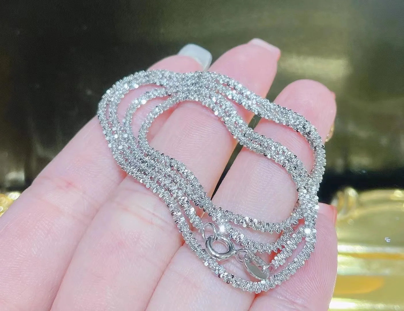 Authentic Italian S925 Sterling Silver Necklace Sparkling Clavicle Chain Sweater Chain High Jewelry for Woman Charm Jewelry Gift