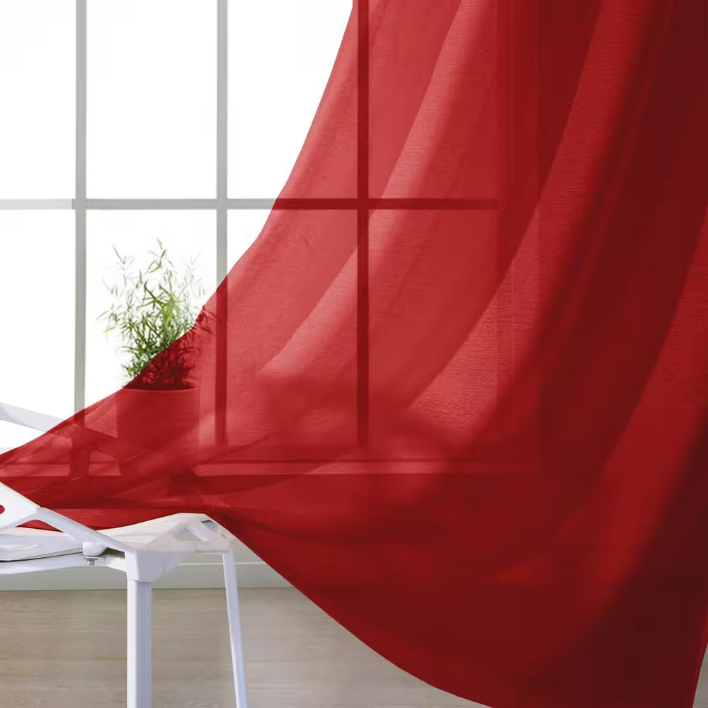 Red Extra Wide Grommet Sheer Curtain - 55 In. W X 84 In. L