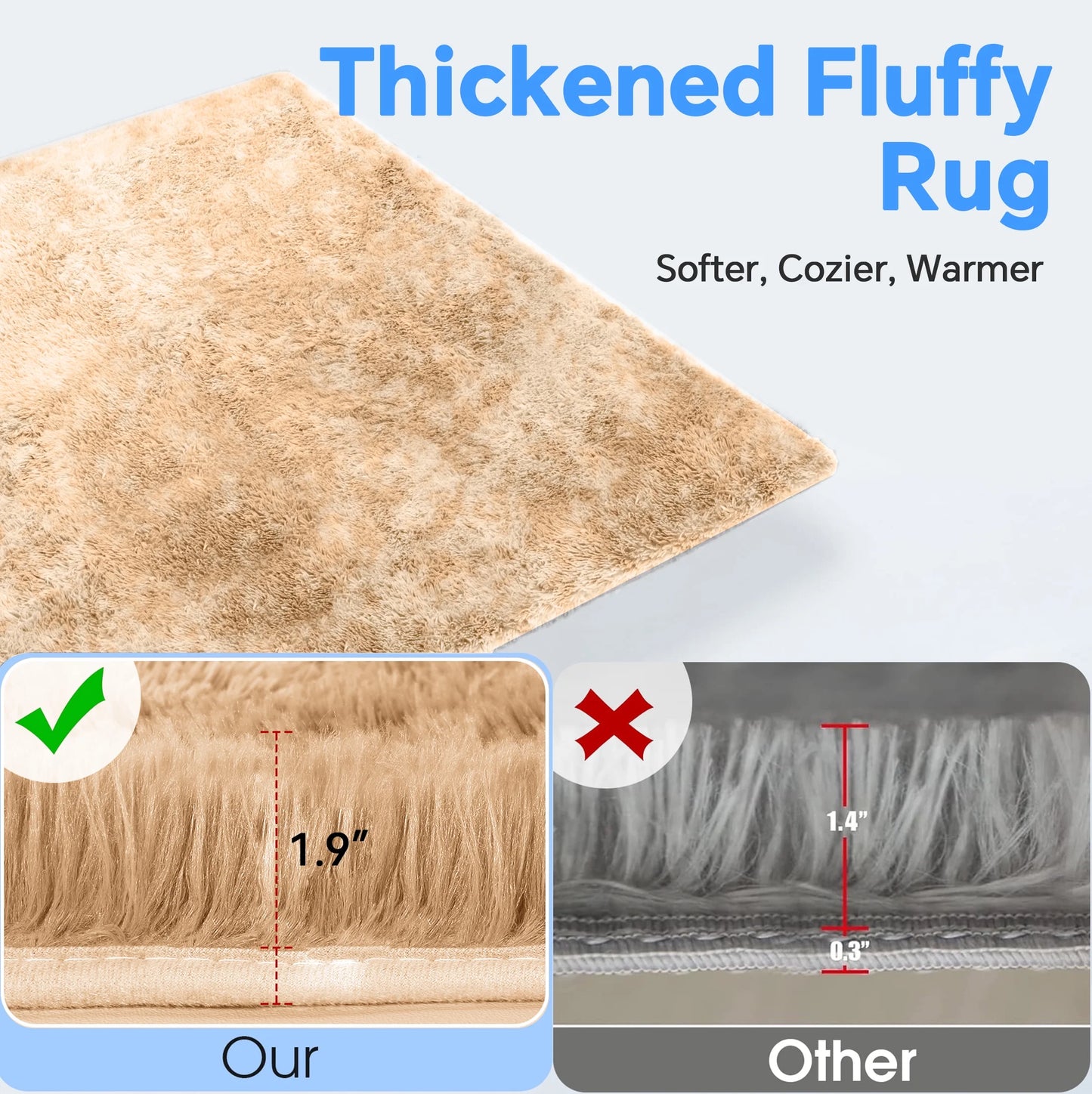 Area Rugs, 6Ft X 9Ft Shaggy Area Rugs for Living Room Bedroom, Soft Fluffy Rugs & Plush Decorative Rug for Indoor Home Floor Carpet Mat Khaki