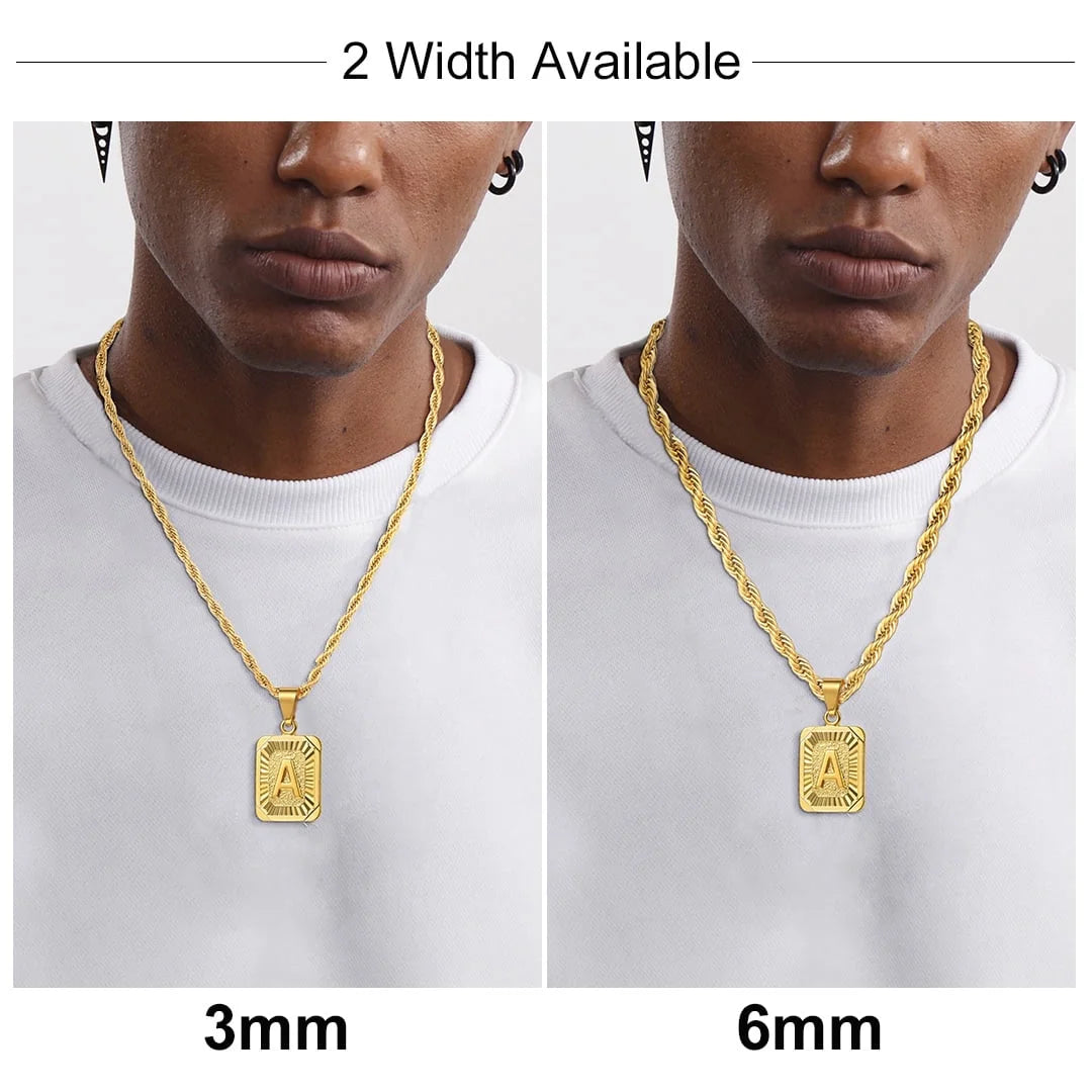 Men Necklace 18K Gold Plated Replacement Rope Chain for Men Gift 6Mm 20Inches 316L Stainless Steel