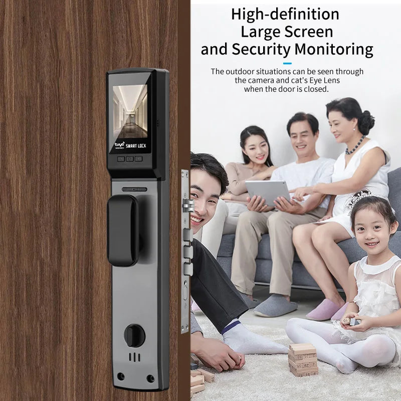 3D Real-Time Intercom Face Recognition Digital Door Lock with Camera Fingerprint Password Unlock Keyless Electronic Door Lock