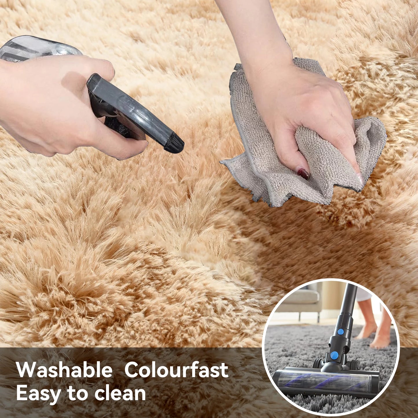 Area Rugs, 6Ft X 9Ft Shaggy Area Rugs for Living Room Bedroom, Soft Fluffy Rugs & Plush Decorative Rug for Indoor Home Floor Carpet Mat Khaki