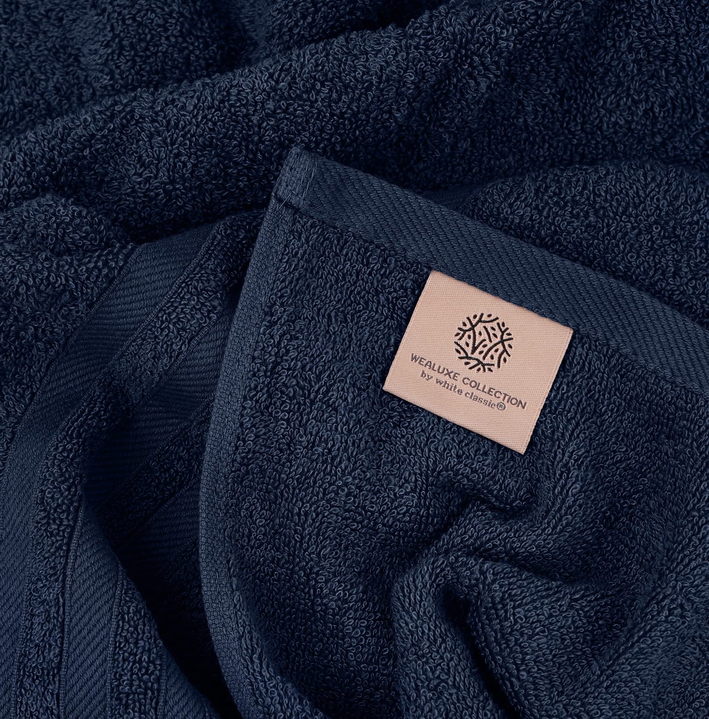 12 Piece Bath Towel Set for Bathroom - Wealuxe Collection 2 Bath Towels, 4 Hand Towels, 6 Washcloths 100% Cotton Soft and Plush Highly Absorbent, Soft Towel for Hotel & Spa - Navy