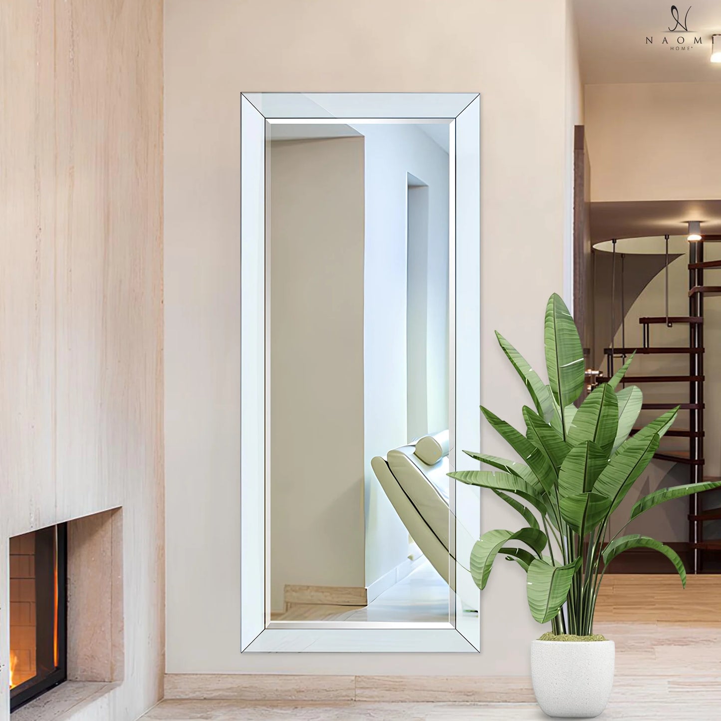Mirrored Bevel Floor Mirror 70" X 30" by