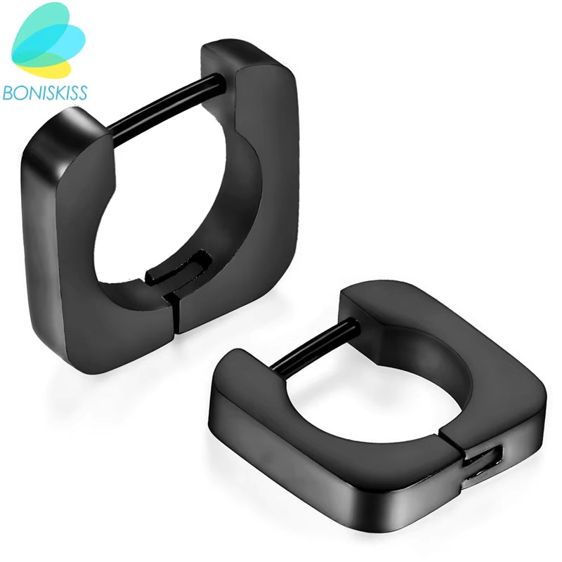 Basic Square Men Stainless Steel Hoop Earrings for Women & Men Deluxe Boucles D'Oreilles Party Jewels Brinco Feminino