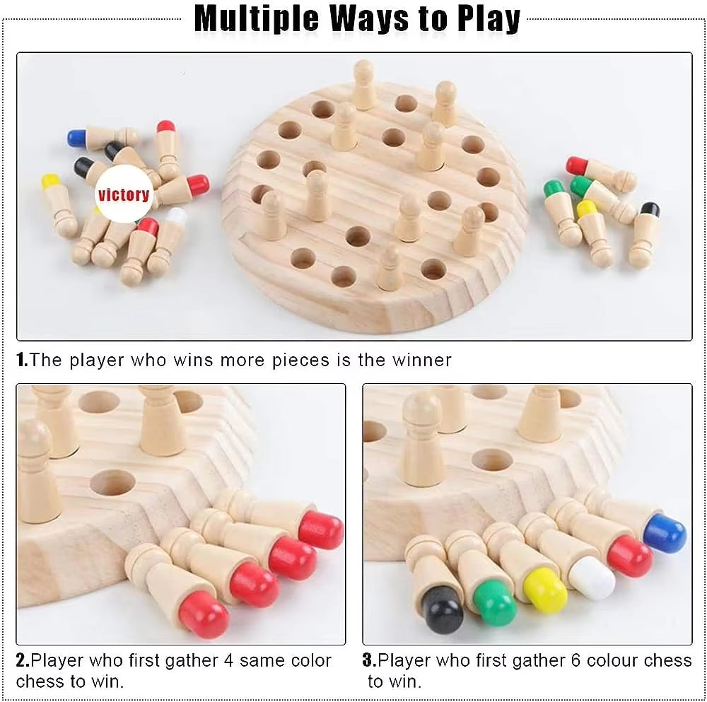 Wooden Memory Match Stick Chess Color Game Board Puzzles Montessori Educational Toy Cognitive Ability Learning Toys for Children