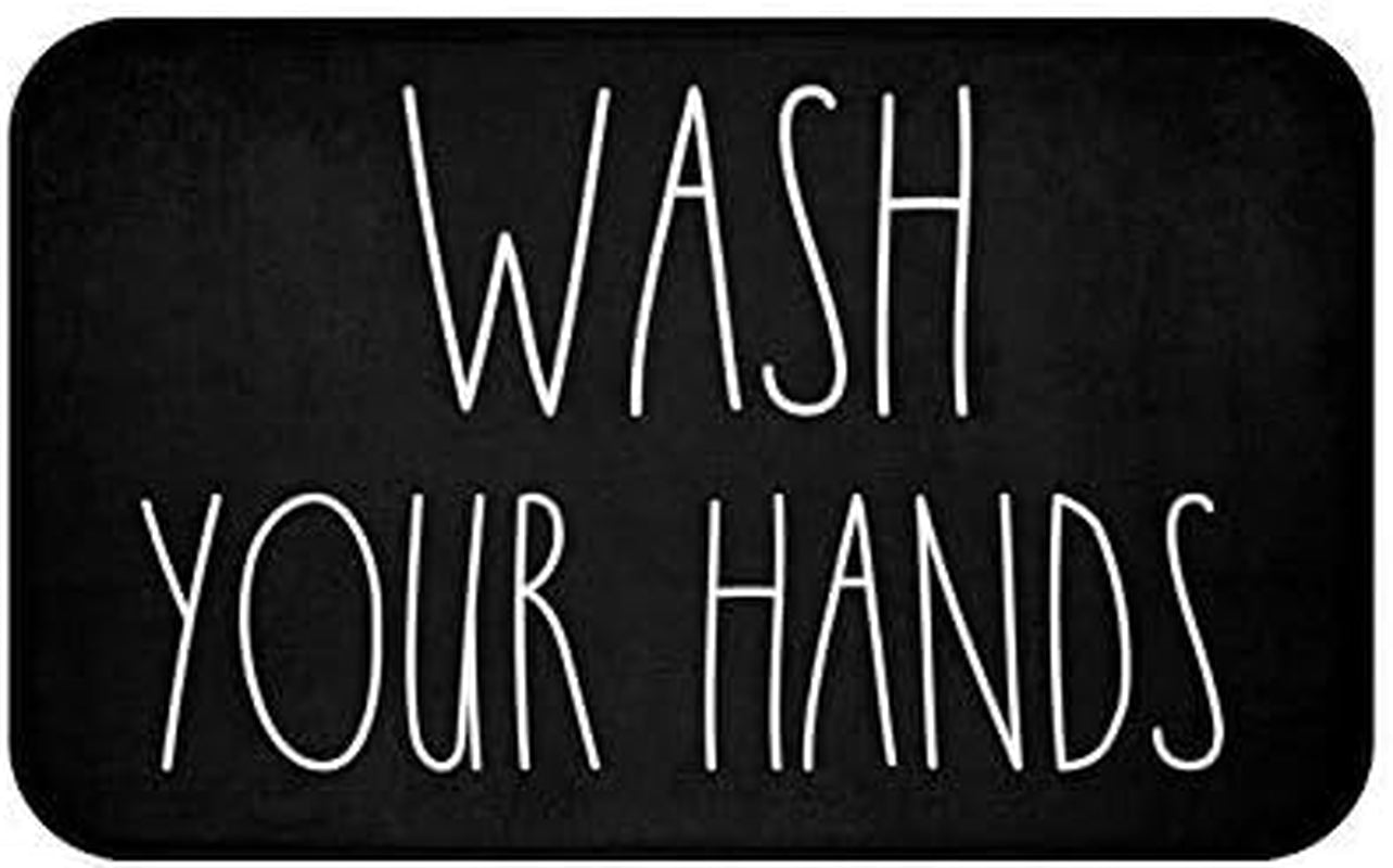 Area Rug 20 X 32 Inch Door Mat, Wash Your Hands Bath Mat - Black, Bathroom Decor, Funny Bathroom Decor, Funny Bath Mat, Inspired, Simple Bathroom Decor