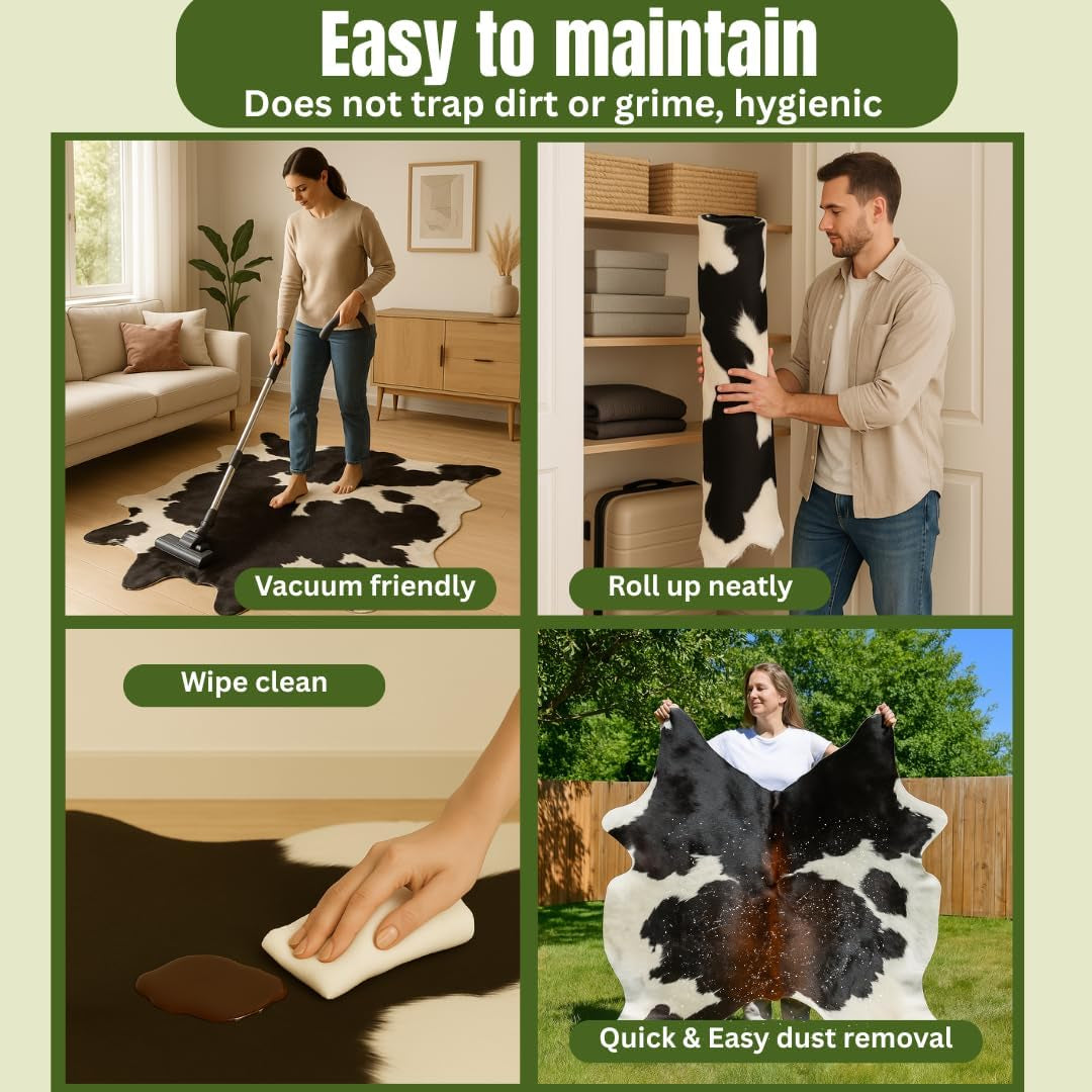 Genuine Cowhide Rug: Real Animal Print Rug for Western Home Decor & Rustic Cow Rugs for Living Room - Hand-Picked Western Rugs, 6X7Ft - Unique Country Style Hide Decor - Black and White