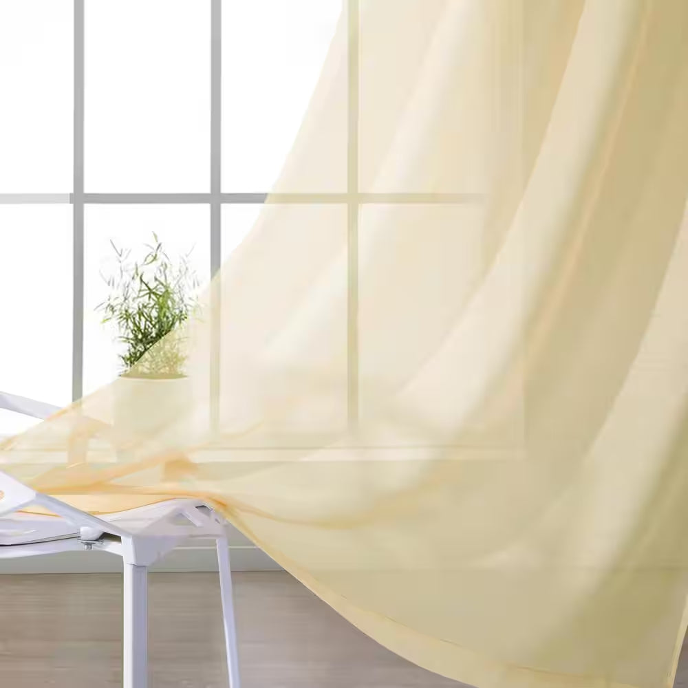 Beige Extra Wide Grommet Sheer Curtain - 55 In. W X 84 In. L