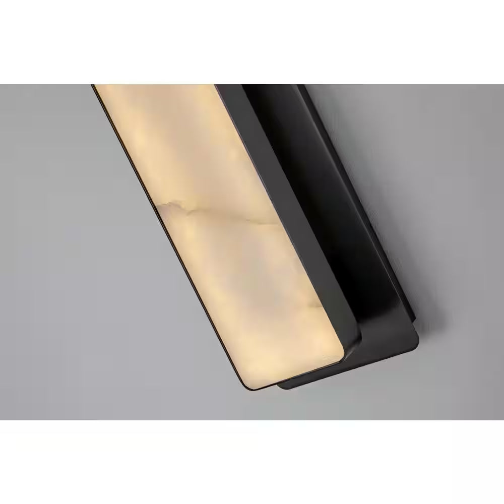 20 In. 1-Light Black LED Wall Sconce, Natural Alabaster Modern Wall Light for Bedroom, Bathroom, Living Room