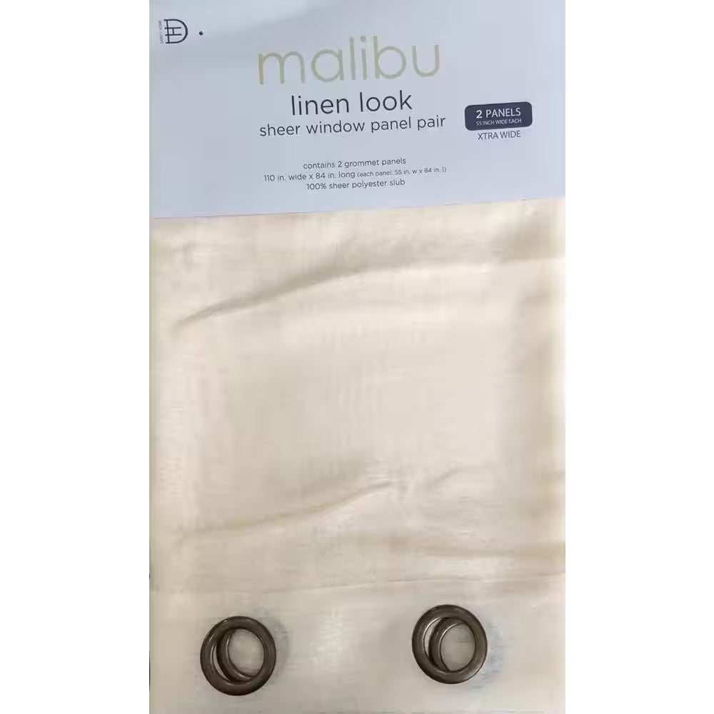 Beige Extra Wide Grommet Sheer Curtain - 55 In. W X 84 In. L
