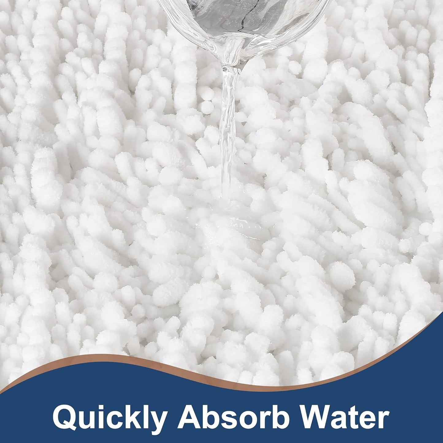 Luxury Chenille White Bathroom Rugs Sets 2 Piece, Thickened Hot Melt Rubber Bottom Bath Mats for Bathroom Non Slip,Bath Rugs Quick Dry Machine Washable for Shower Mat (32"X20"+17"X24")