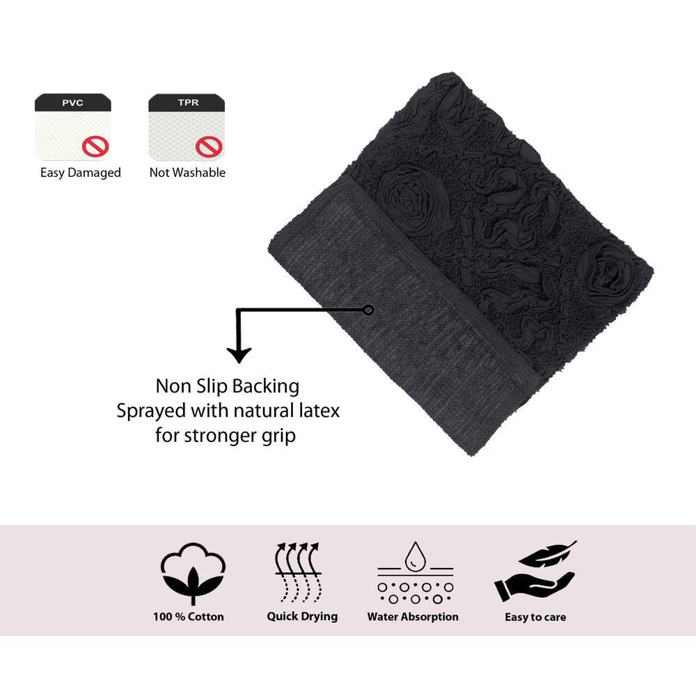 Modesto Bath Rug 100% Cotton Bath Rugs Set, 3-Pcs Set with Runner, Gray