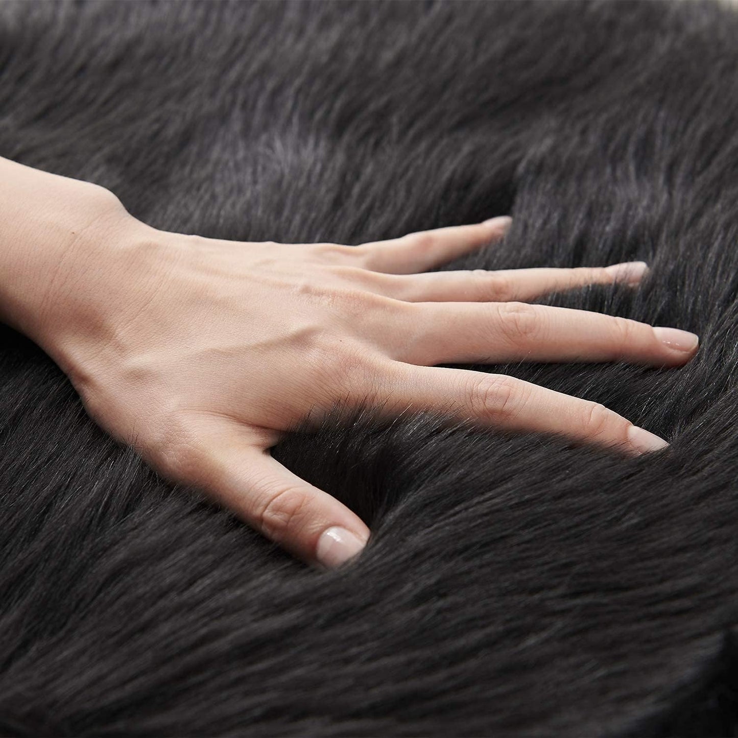 Ultra Soft Faux Fur Area Rug Black Fluffy Rug Plush Chair Cover Seat Pad Fuzzy Carpet Furry beside Rugs for Bedroom Floor Sofa Living Room 2X4 Feet (Rectangular,Black)
