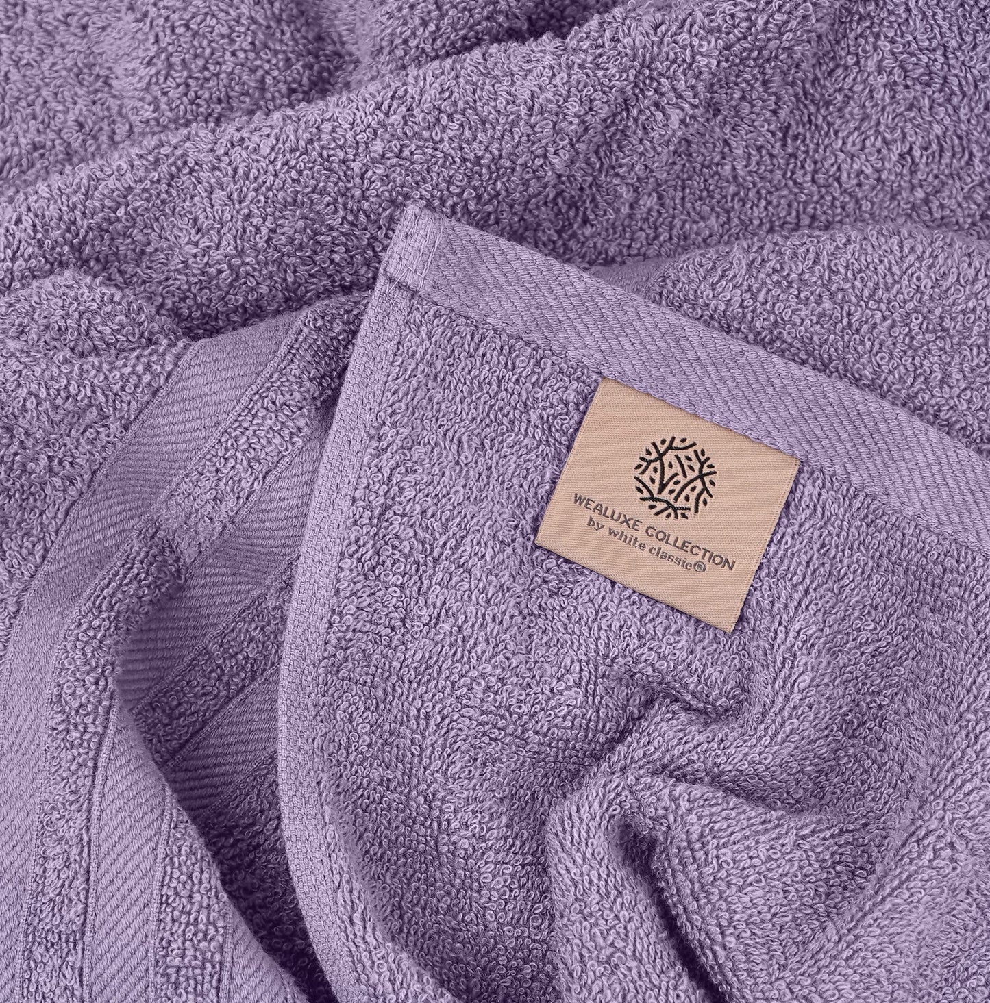 12 Piece Bath Towel Set for Bathroom - Wealuxe Collection 2 Bath Towels, 4 Hand Towels, 6 Washcloths 100% Cotton Soft and Plush Highly Absorbent, Soft Towel for Hotel & Spa - Lavender
