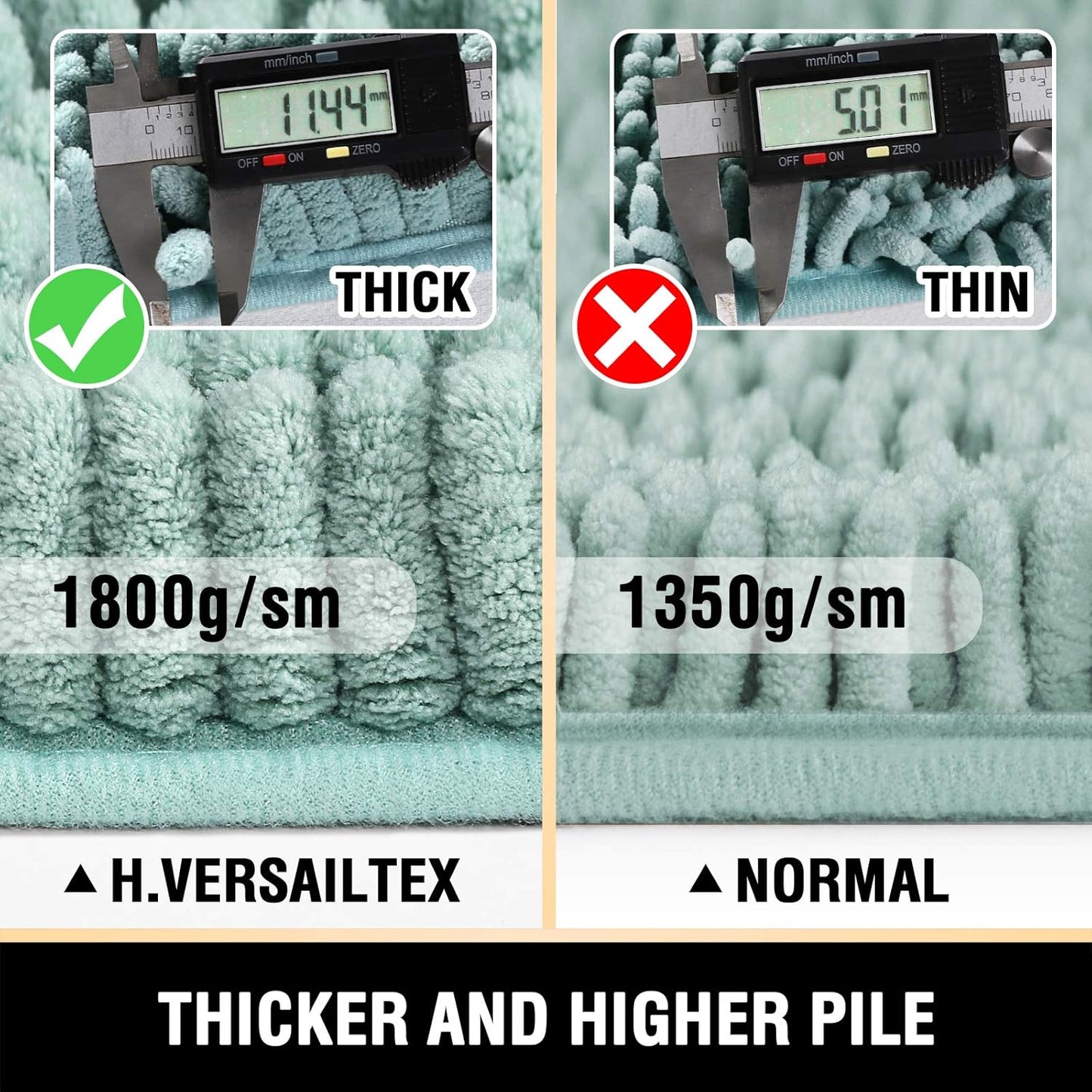 Bathroom Rugs Bath Mat Bath Rugs Bath Mats for Bathroom Non Slip Extra Thick Buncy Soft Chenille Bath Rug Fulffy Shag, Indoor Rug Carpet for Entry Living Room (Aqua Foam, 20" X 32")