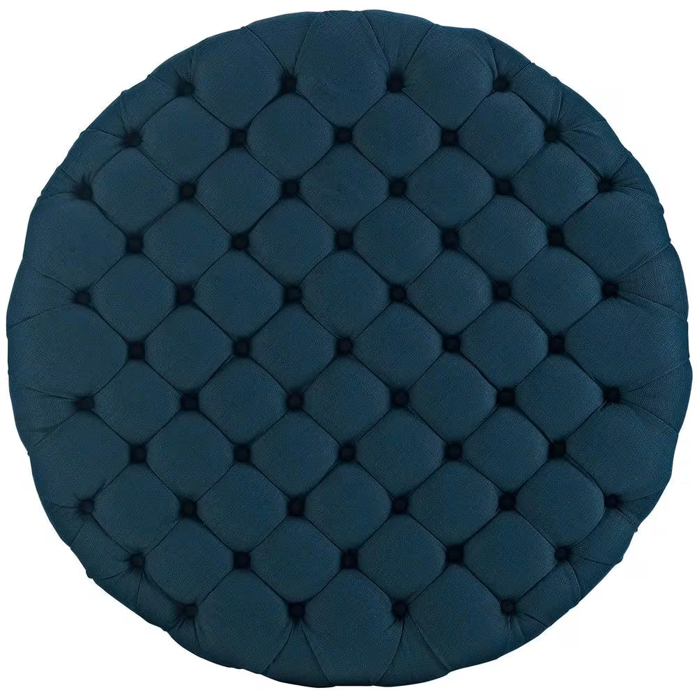 Azure Amour Upholstered Fabric Ottoman