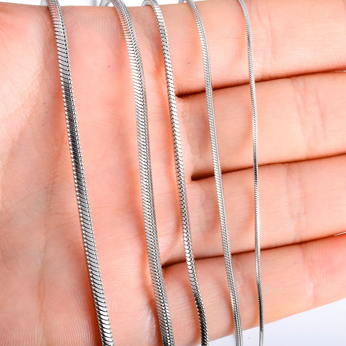 0.9/1.2/1.5/2/2.4Mm Stainless Steel Square Snake Chain Necklace Silver Color for Men Women'S Fashion Jewelry