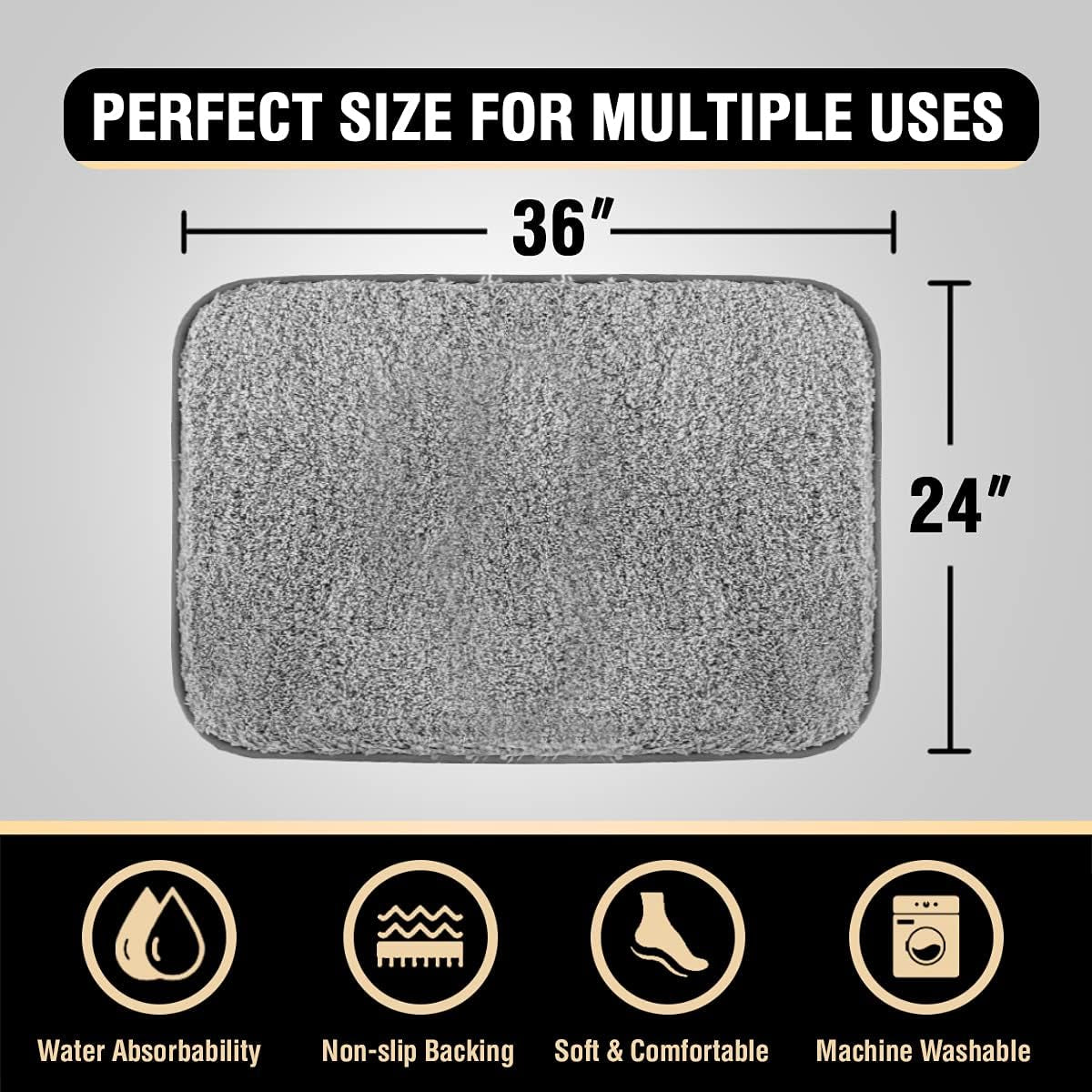 Bathroom Rug Tufted Bath Rug Bath Mat Non Slip Area Rug 24" X 36" Extra Soft Thick Absorbent Shaggy Kitchen Rug Indoor Mat Microfiber Bath Mat for Bathroom Fast Dry - Dove